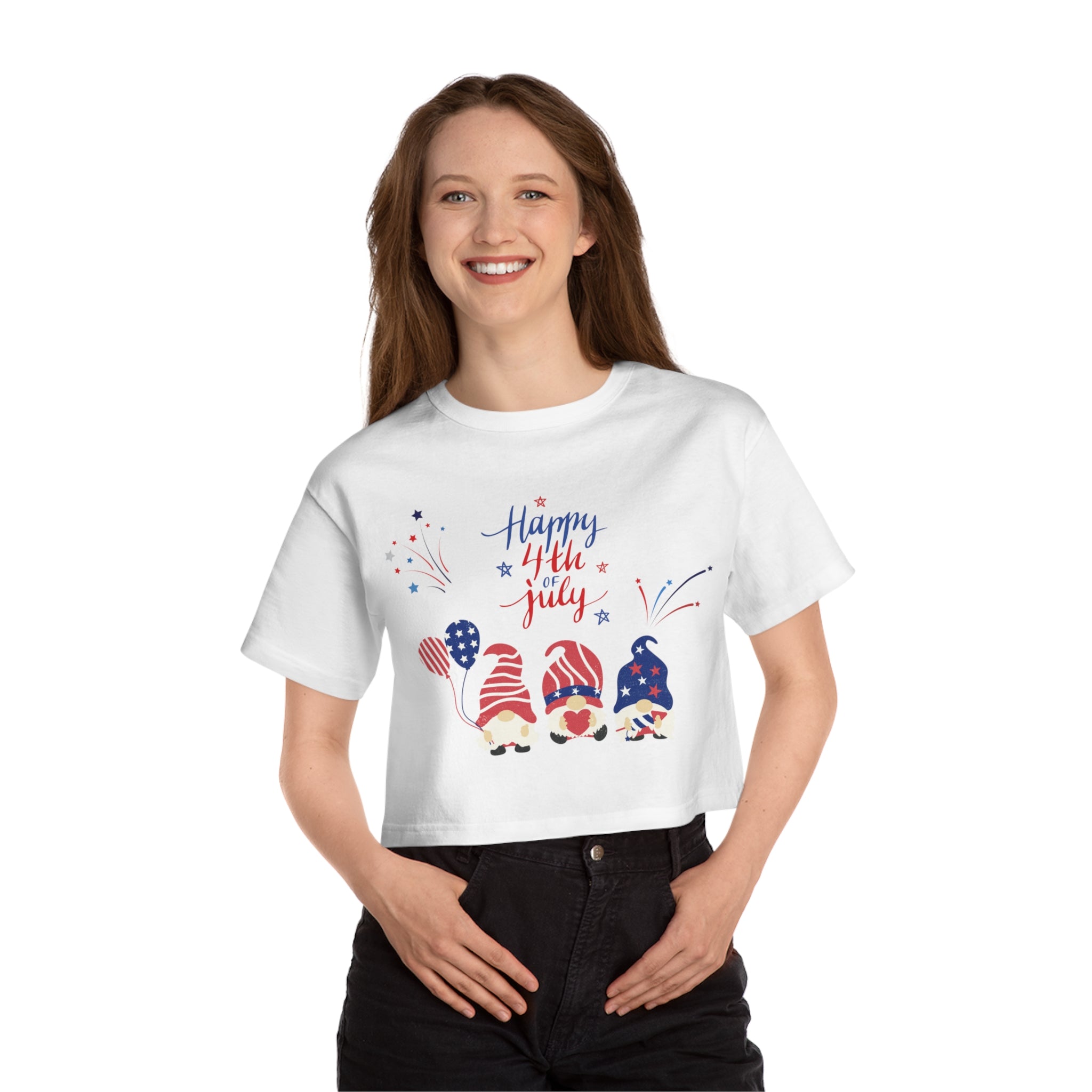 Happy 4th Of July Gnome's Champion Women's Heritage Cropped T-Shirt