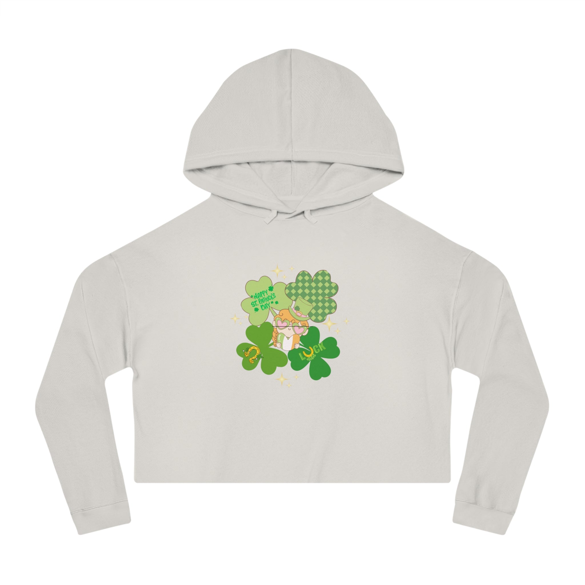 Retro St.Paddy's Day Women’s Cropped Hooded Sweatshirt