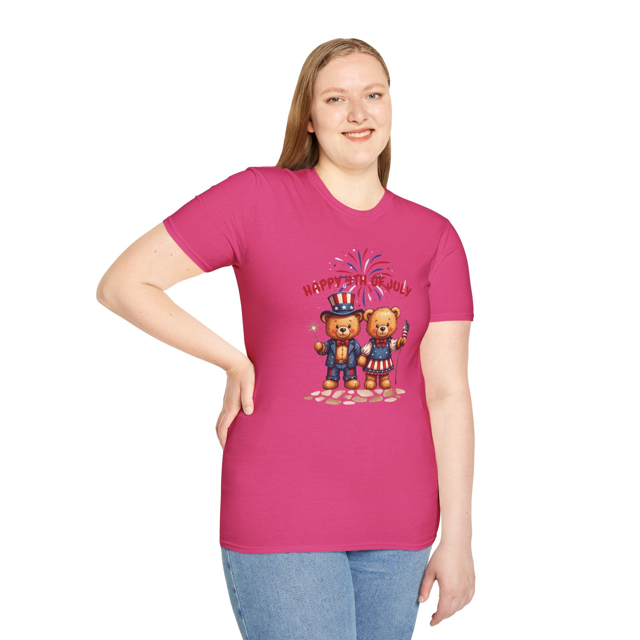 Happy 4th of July Teddy Bear Couple Unisex T-Shirt