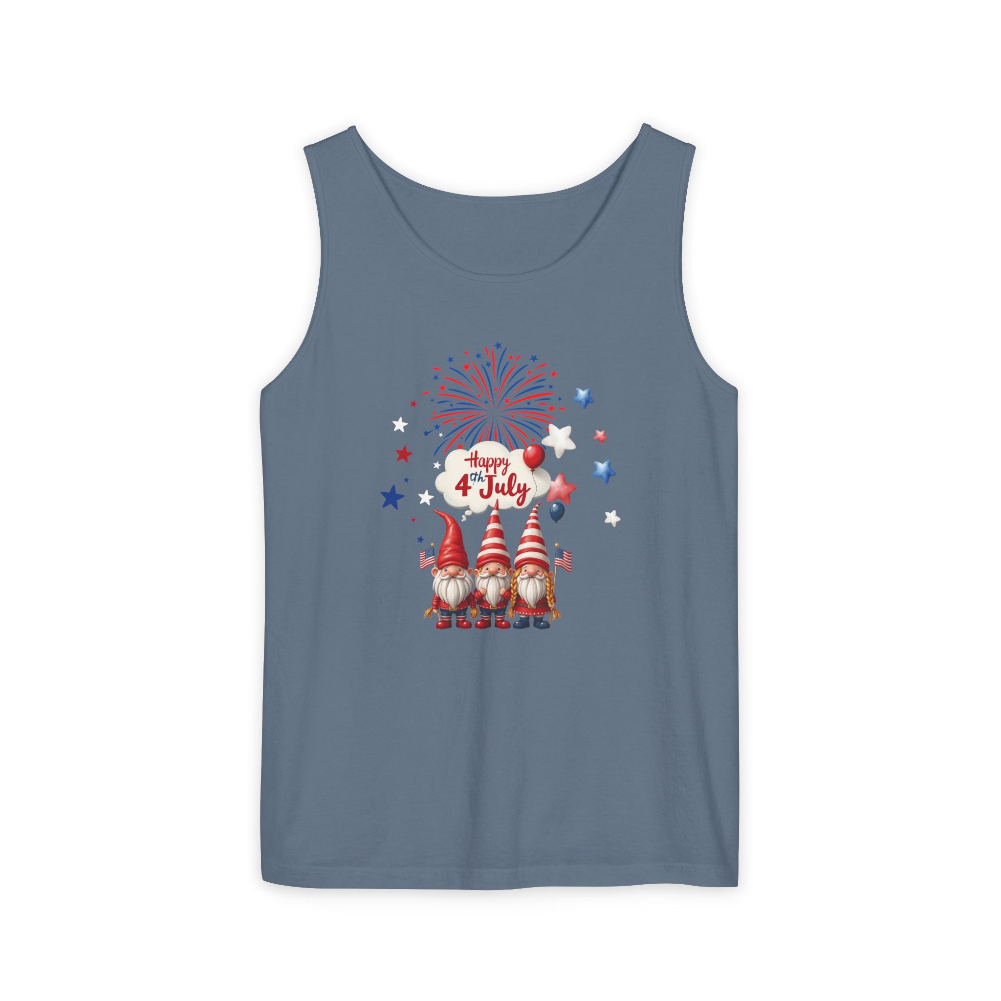 Gnome 4th of July Unisex Tank Top, Festive Holiday Apparel, Casual Independence Day Wear