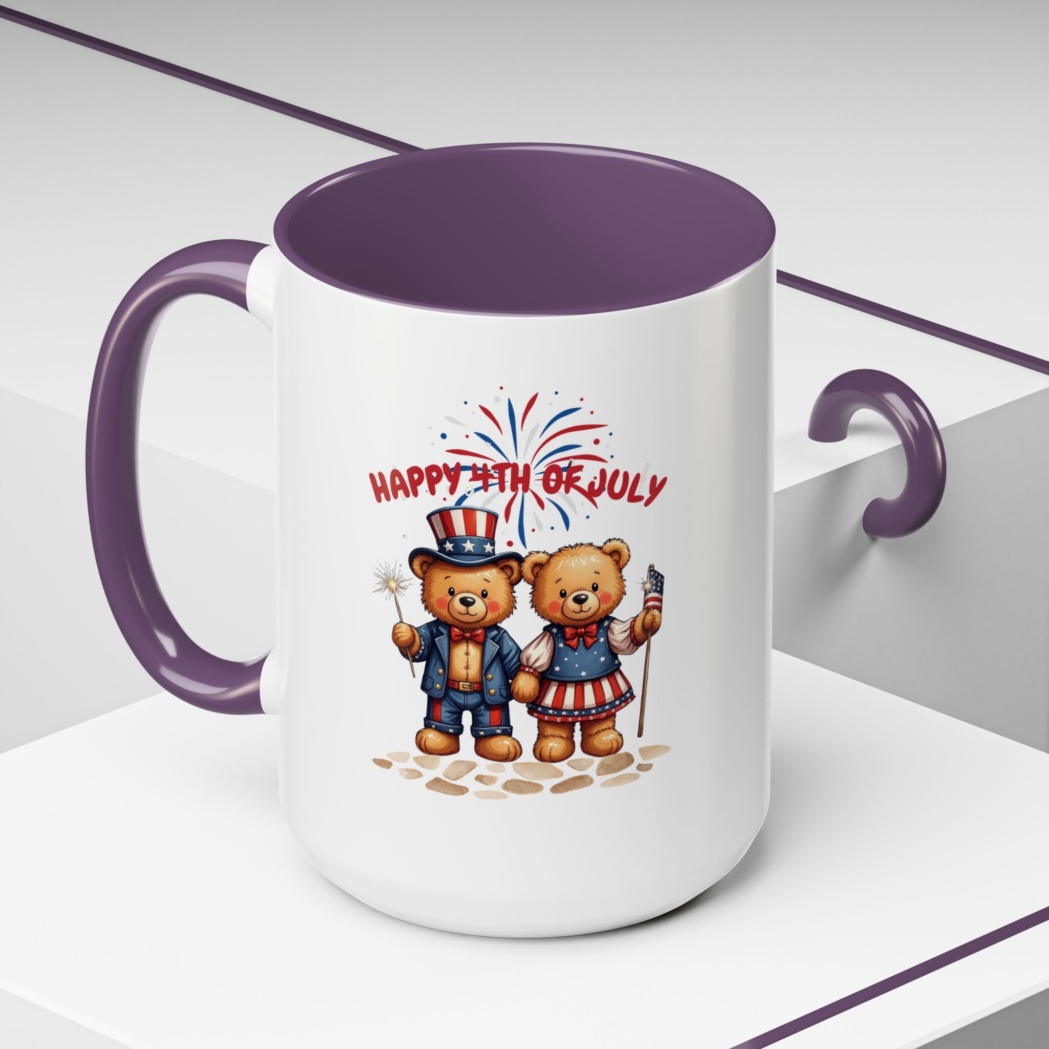 Happy 4th of July Teddy Bear Couple Coffee Mug