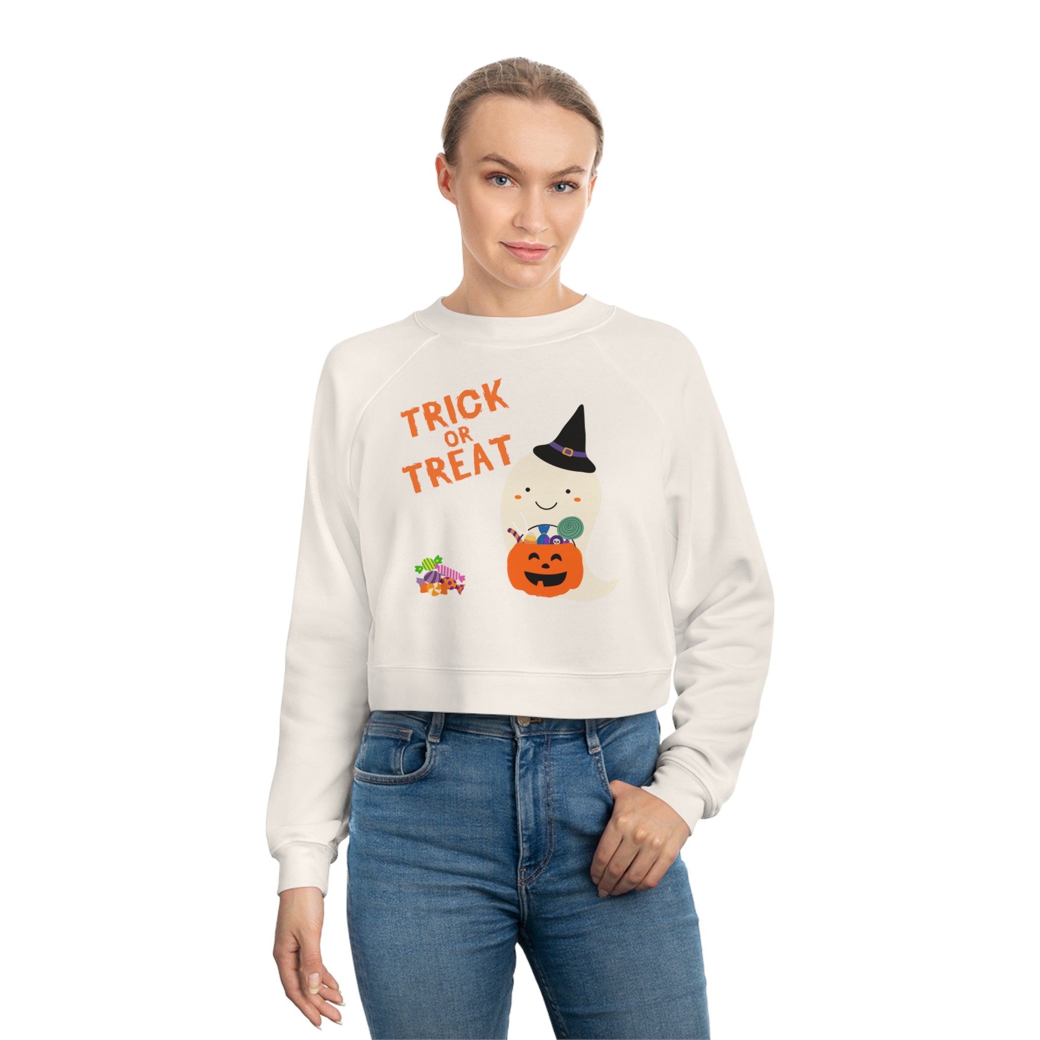 Trick or Treat Women's Cropped Fleece Pullover