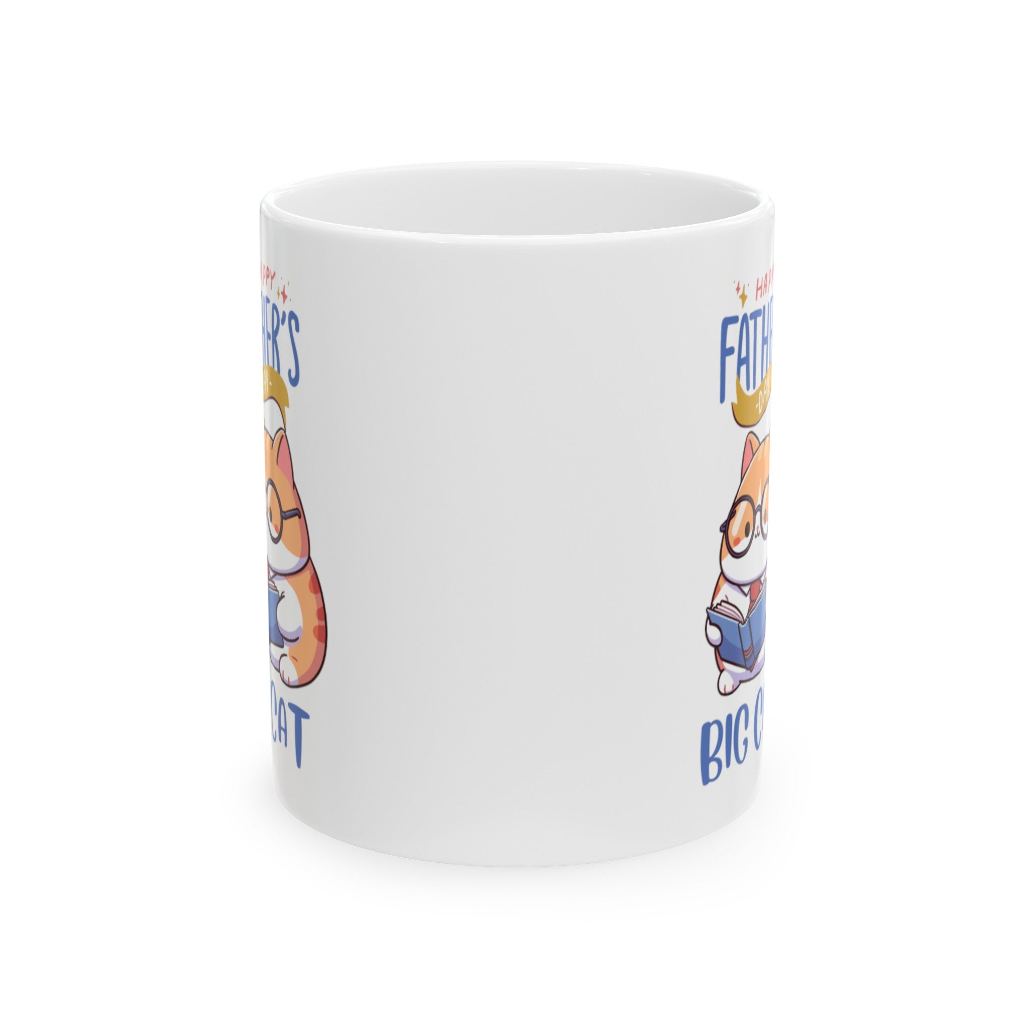 Happy Father's Day Big Cat Ceramic Mug, (11oz, 15oz)