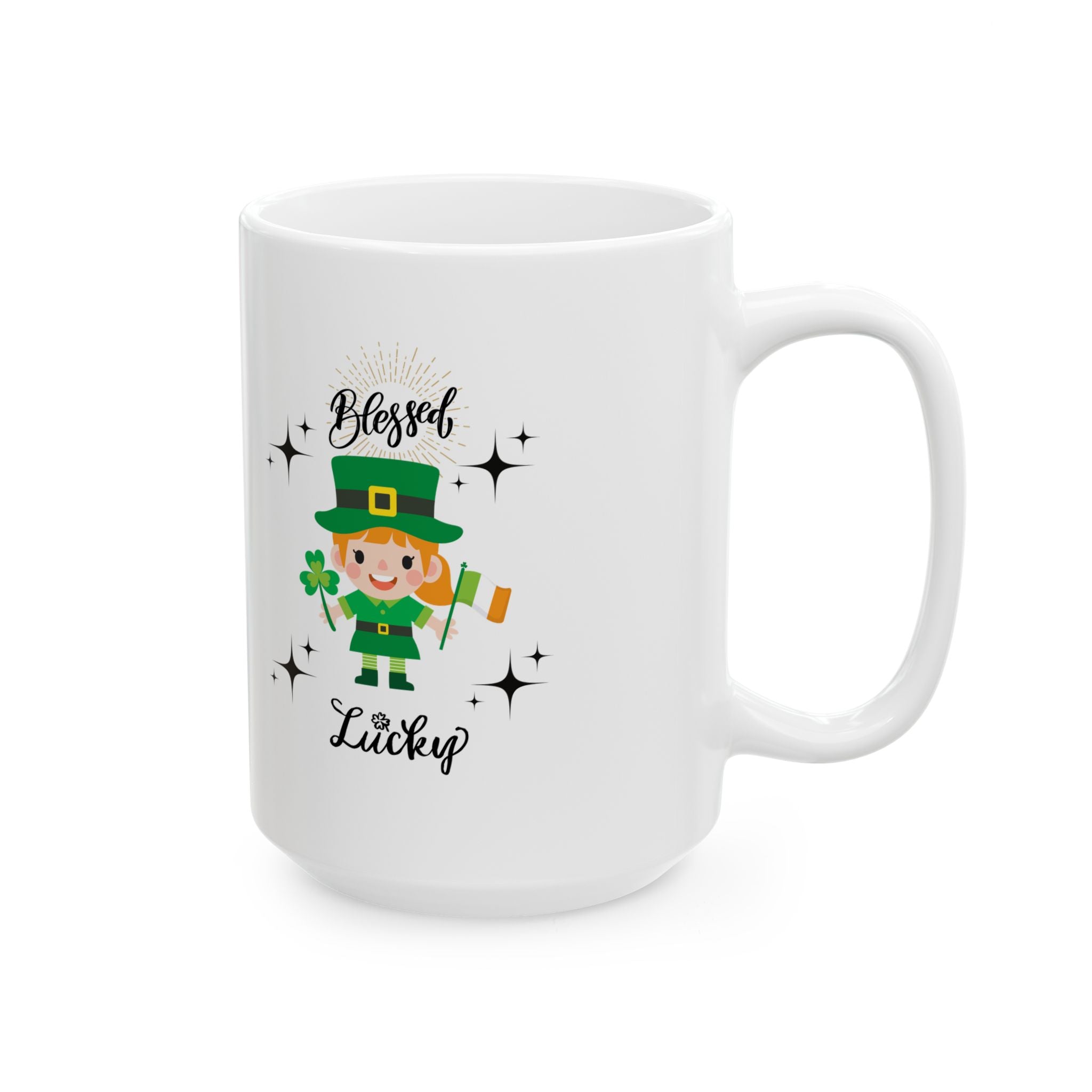 Blessed & Lucky Ceramic Mug | 11oz & 15oz | Perfect for Lucky Celebrations