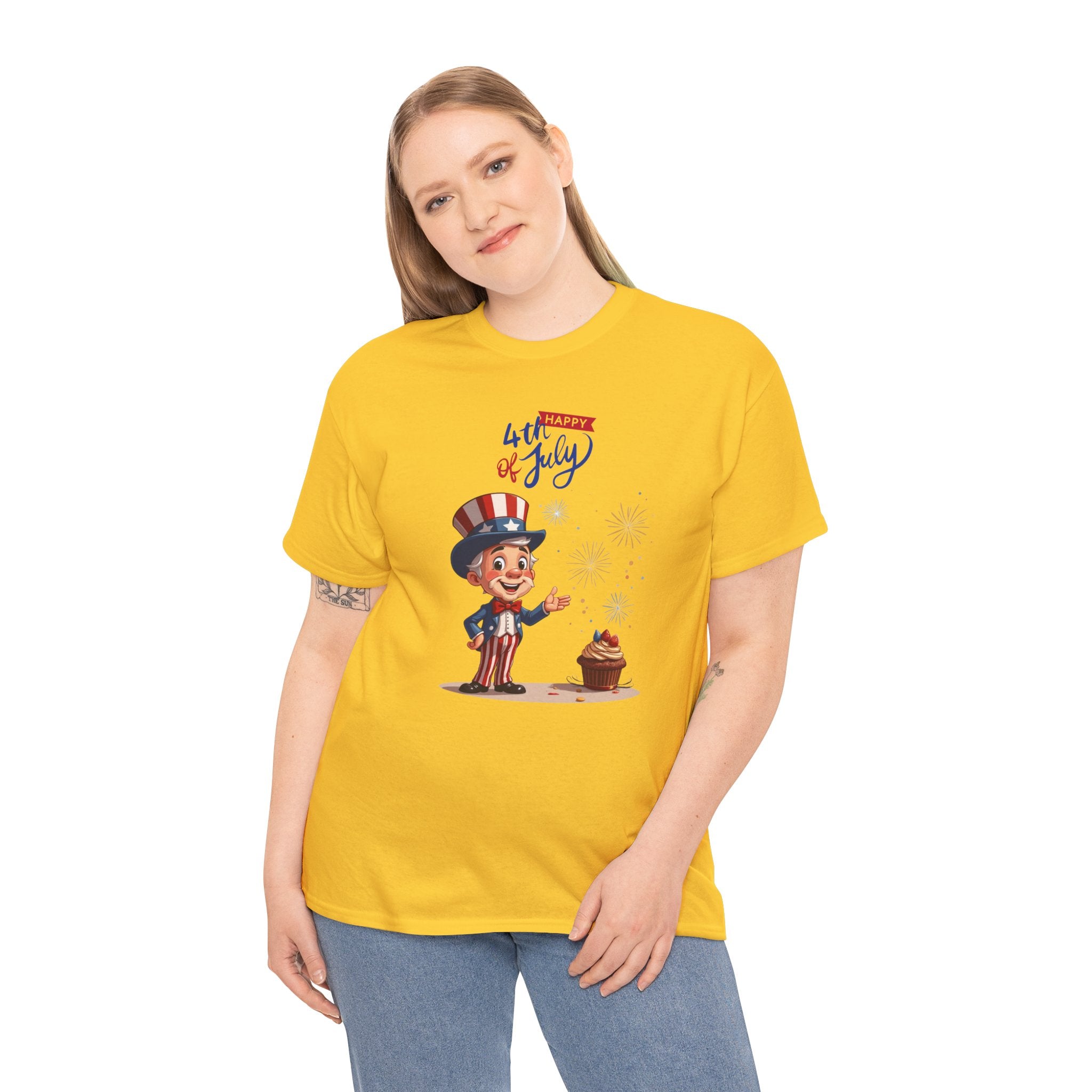 Uncle Sam Tee Happy of July, Unisex Heavy Cotton Shirt