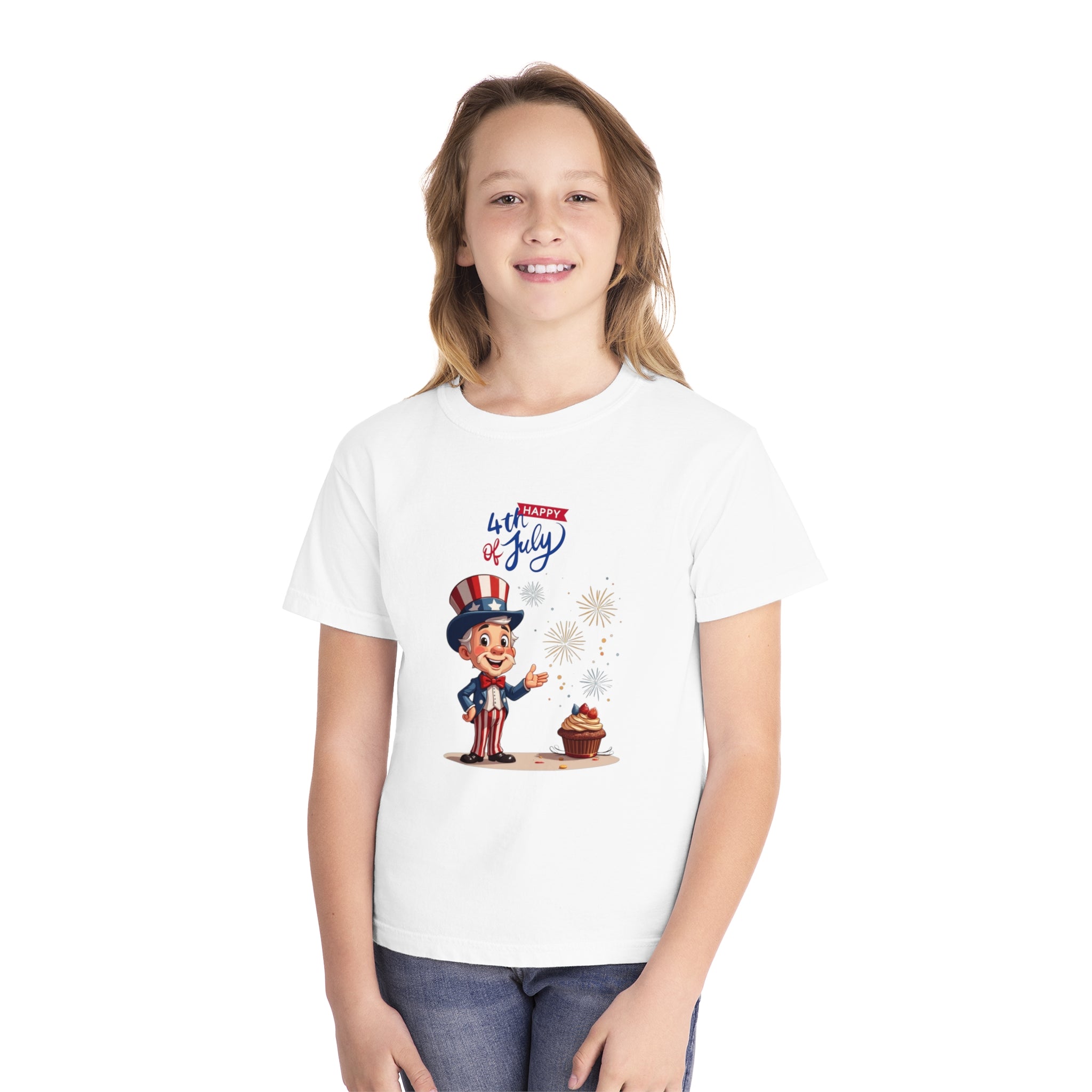 Uncle Sam Happy 4th of July Youth Midweight Tee