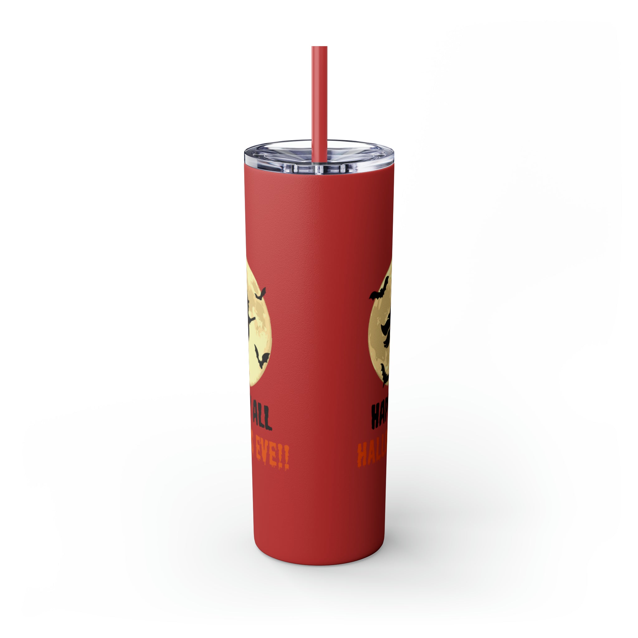 Happy All Hallows Eve Skinny Tumbler with Straw, 20oz
