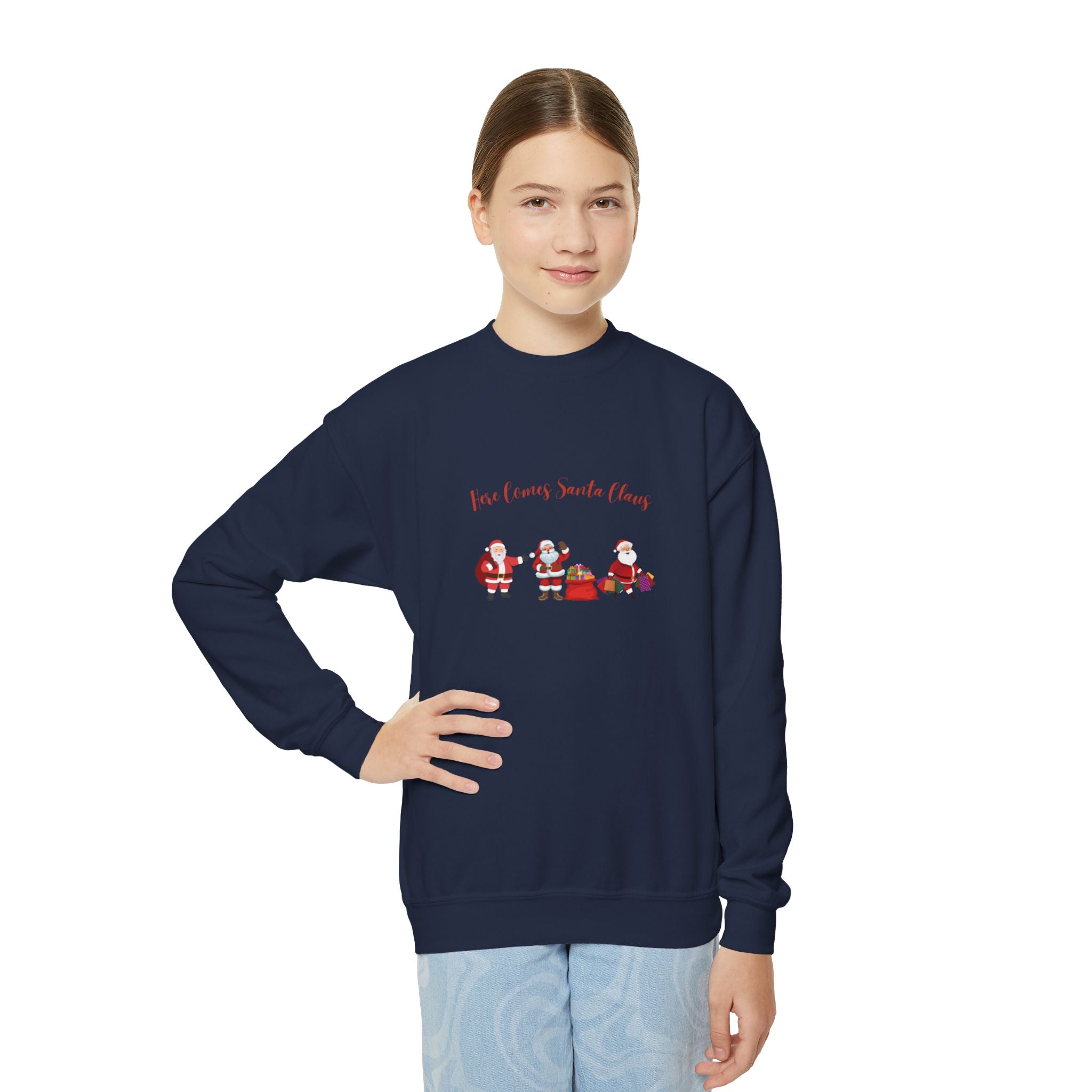 Here Comes Santa Claus Youth Crewneck Sweatshirt