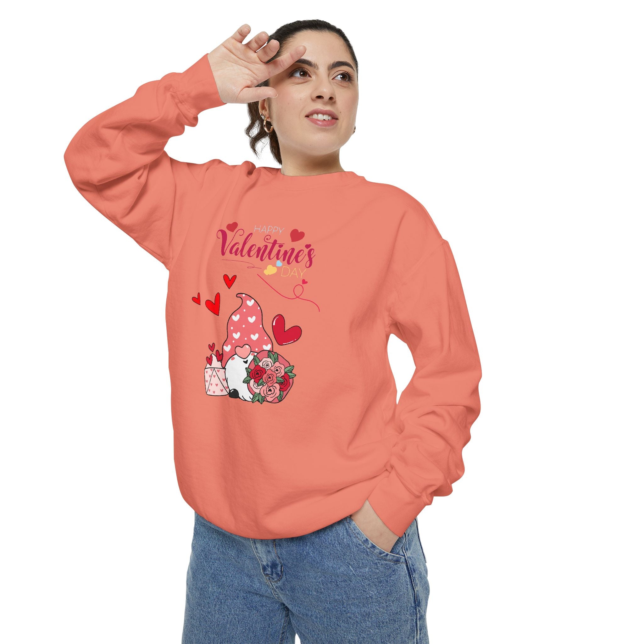 Gnome Valentine's Day Unisex Garment-Dyed Sweatshirt