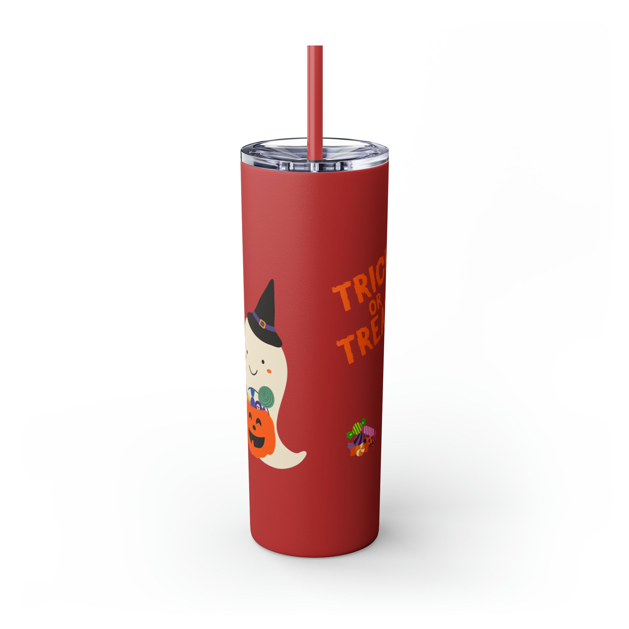 Trick or Treat Skinny Tumbler with Straw, 20oz