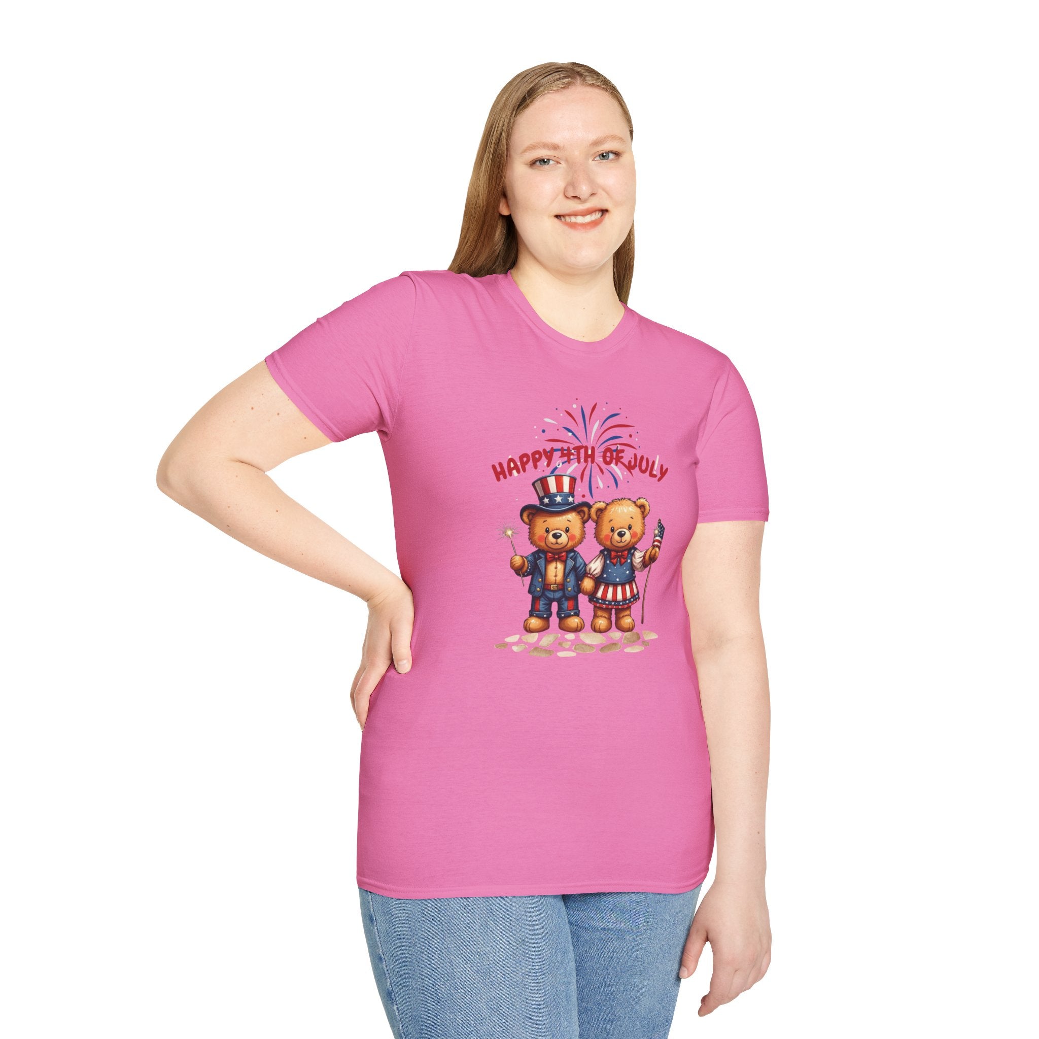 Happy 4th of July Teddy Bear Couple Unisex T-Shirt
