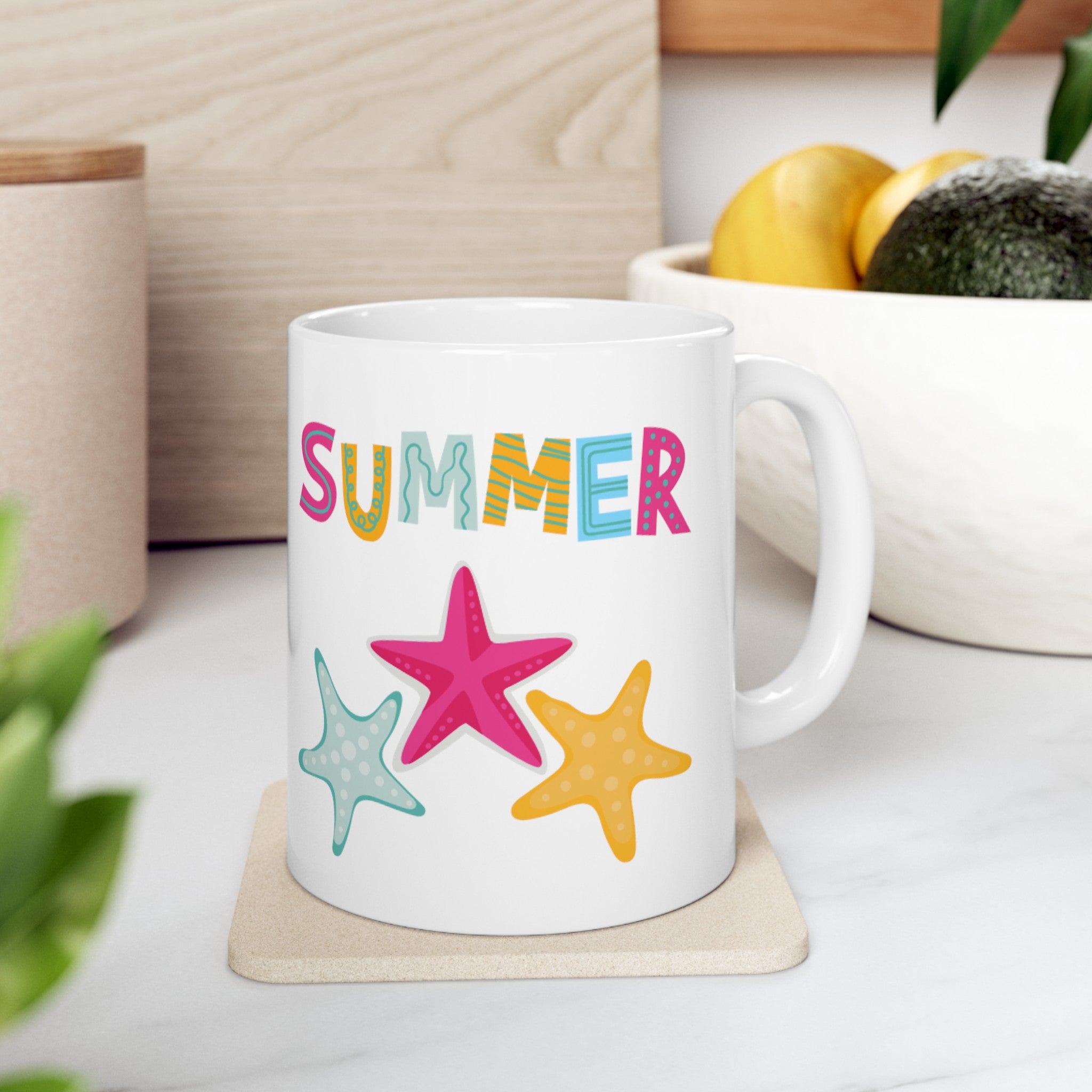 Summer Starfish Ceramic Mug, (11oz, 15oz)