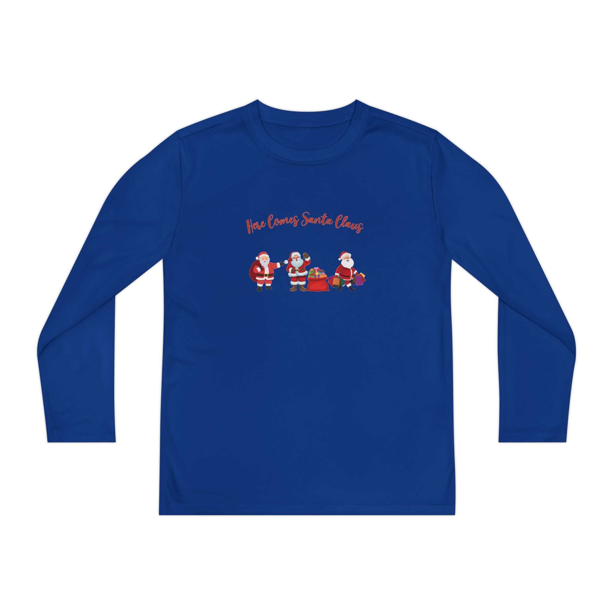 Here Comes Santa Claus Youth Long Sleeve Competitor Tee