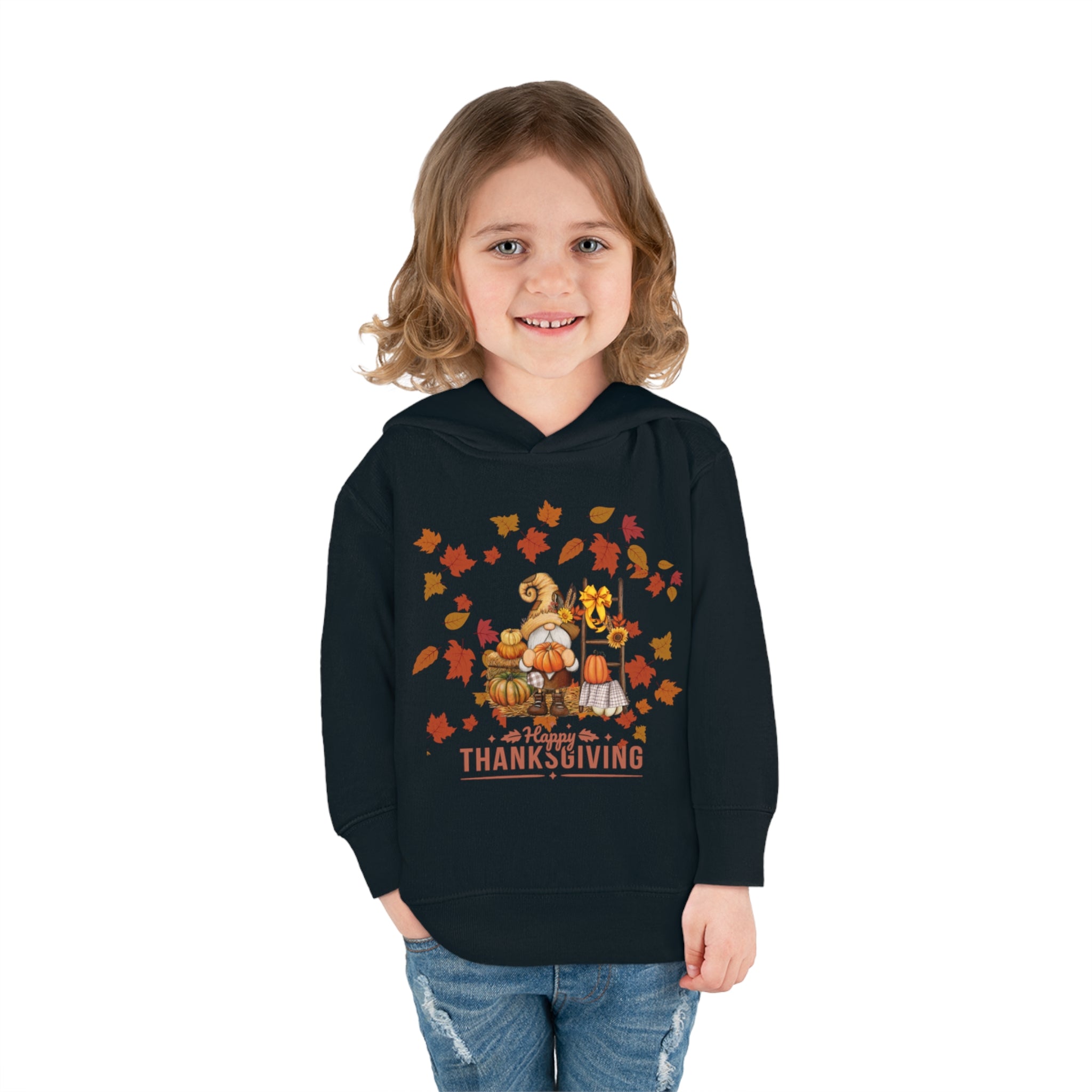 Gnome Happy Thanksgiving Toddler Pullover Fleece Hoodie