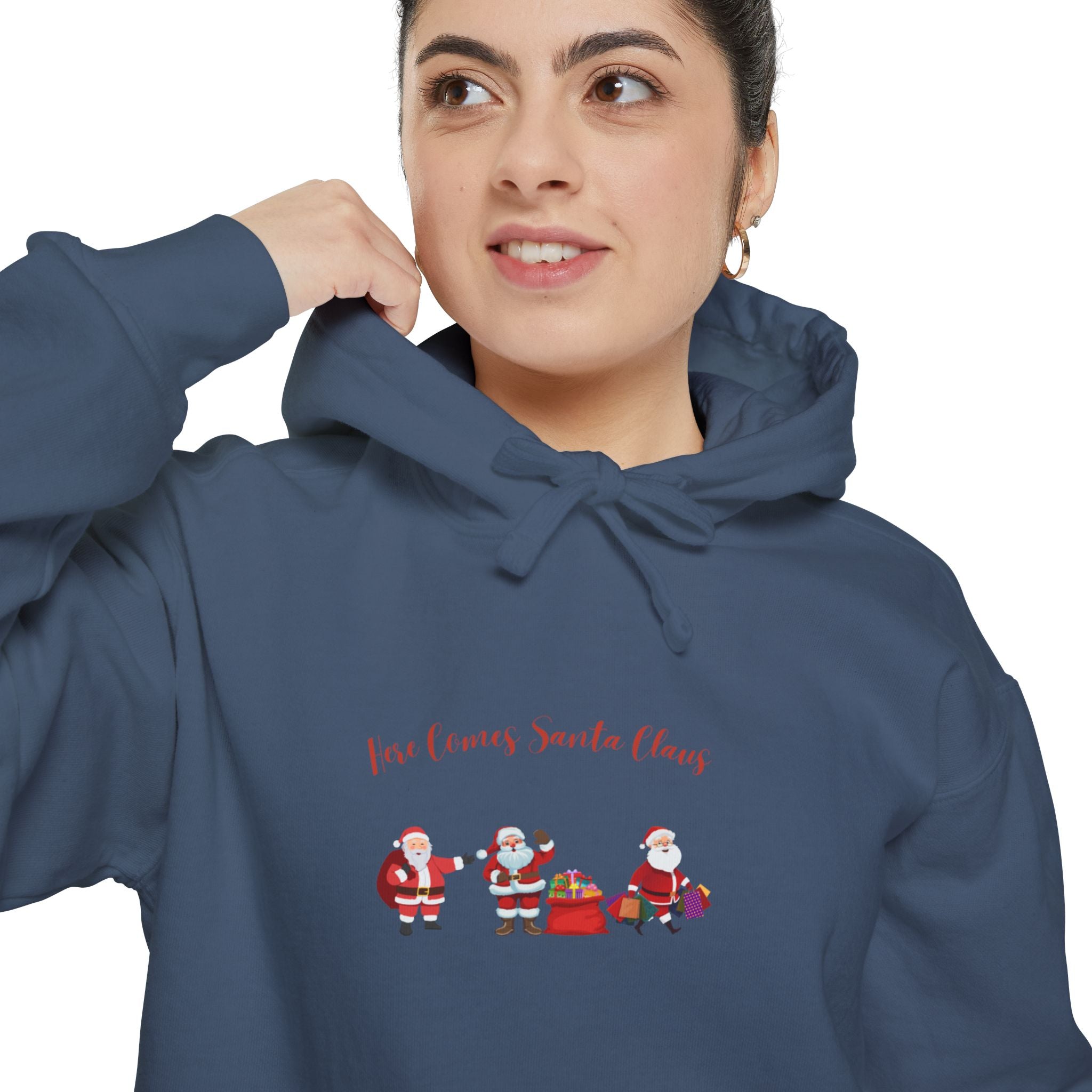 Here Comes Santa Claus Unisex Garment-Dyed Hoodie