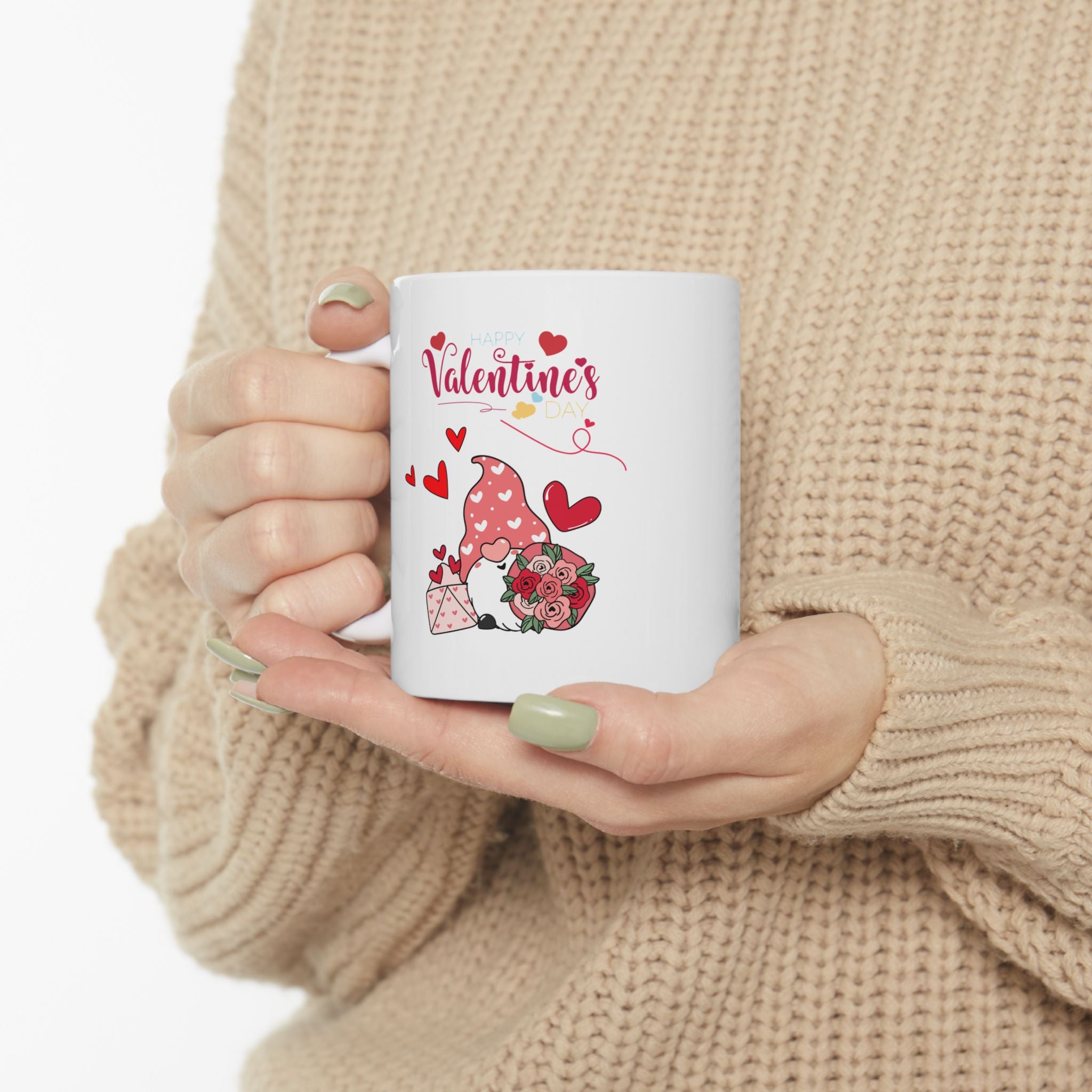 Gnome Valentine's Day Ceramic Mug, (11oz, 15oz)