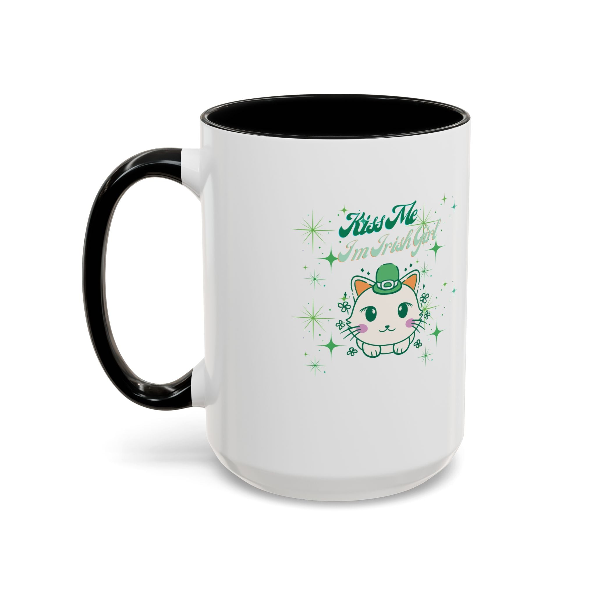 Kiss Me I'm Irish Cat  Accent Mug