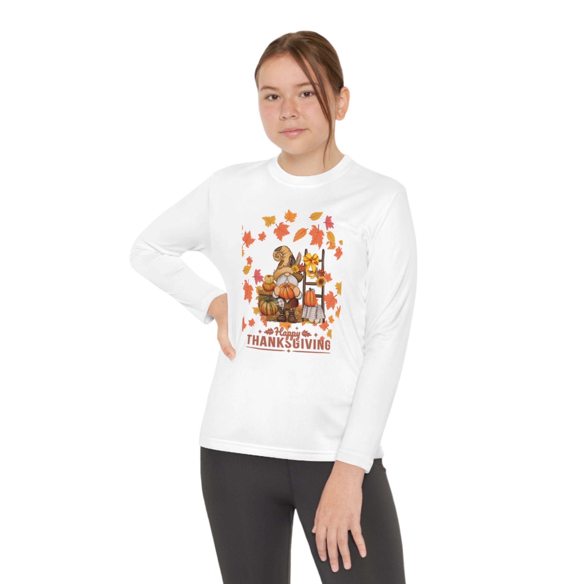 Gnome Happy Thanksgiving Youth Long Sleeve Competitor Tee