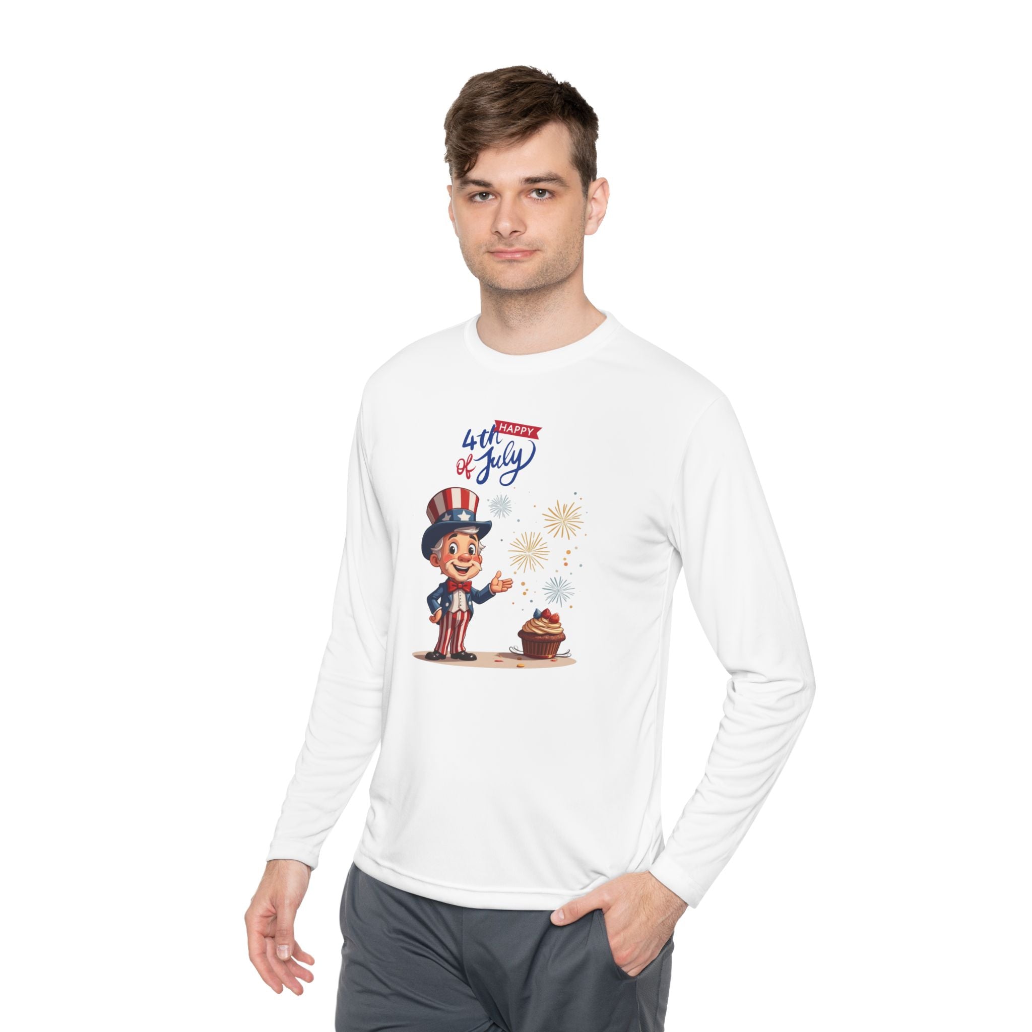 Uncle Sam Happy 4th of July Unisex Lightweight Long Sleeve Tee
