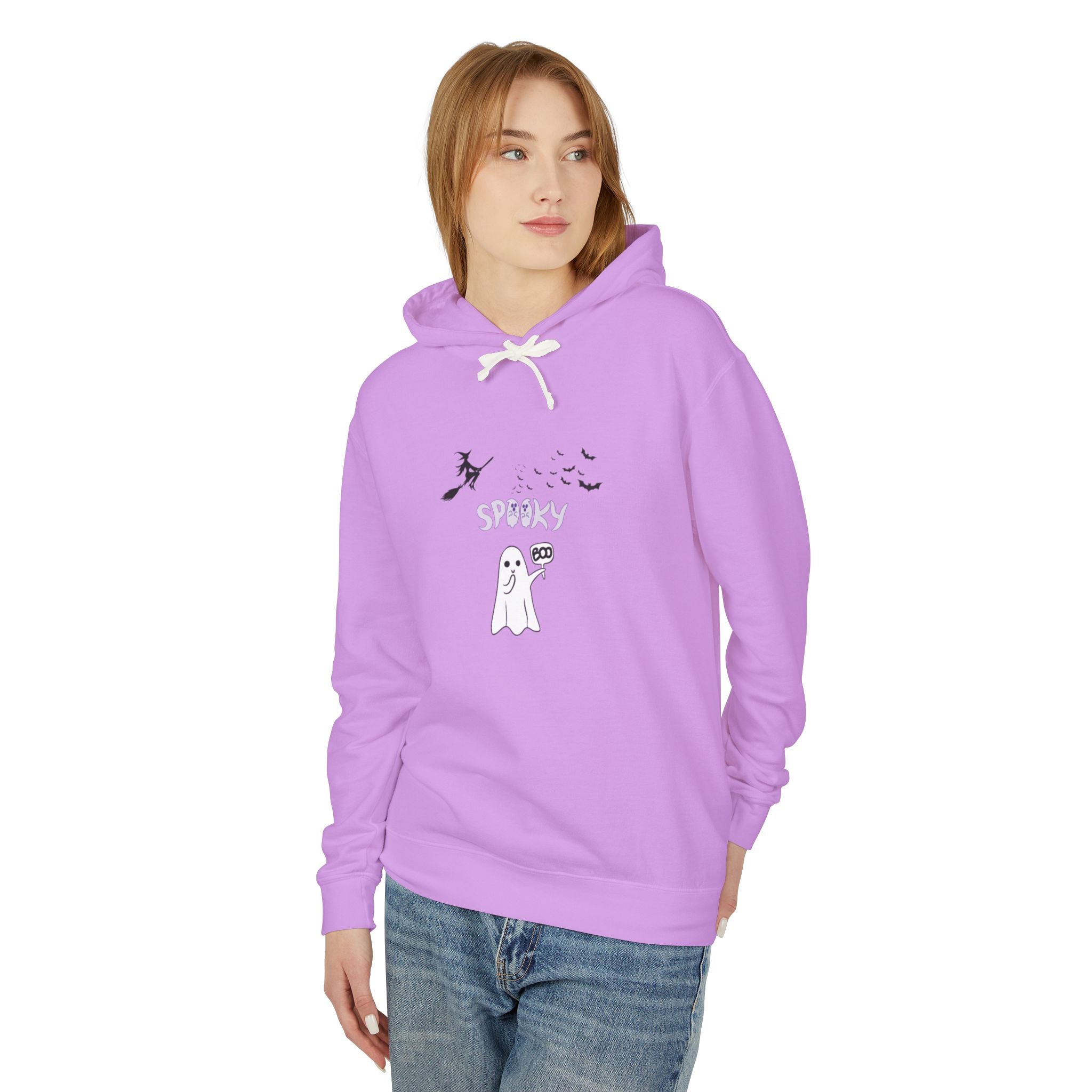 Spooky Boo Unisex Lightweight Hooded Sweatshirt