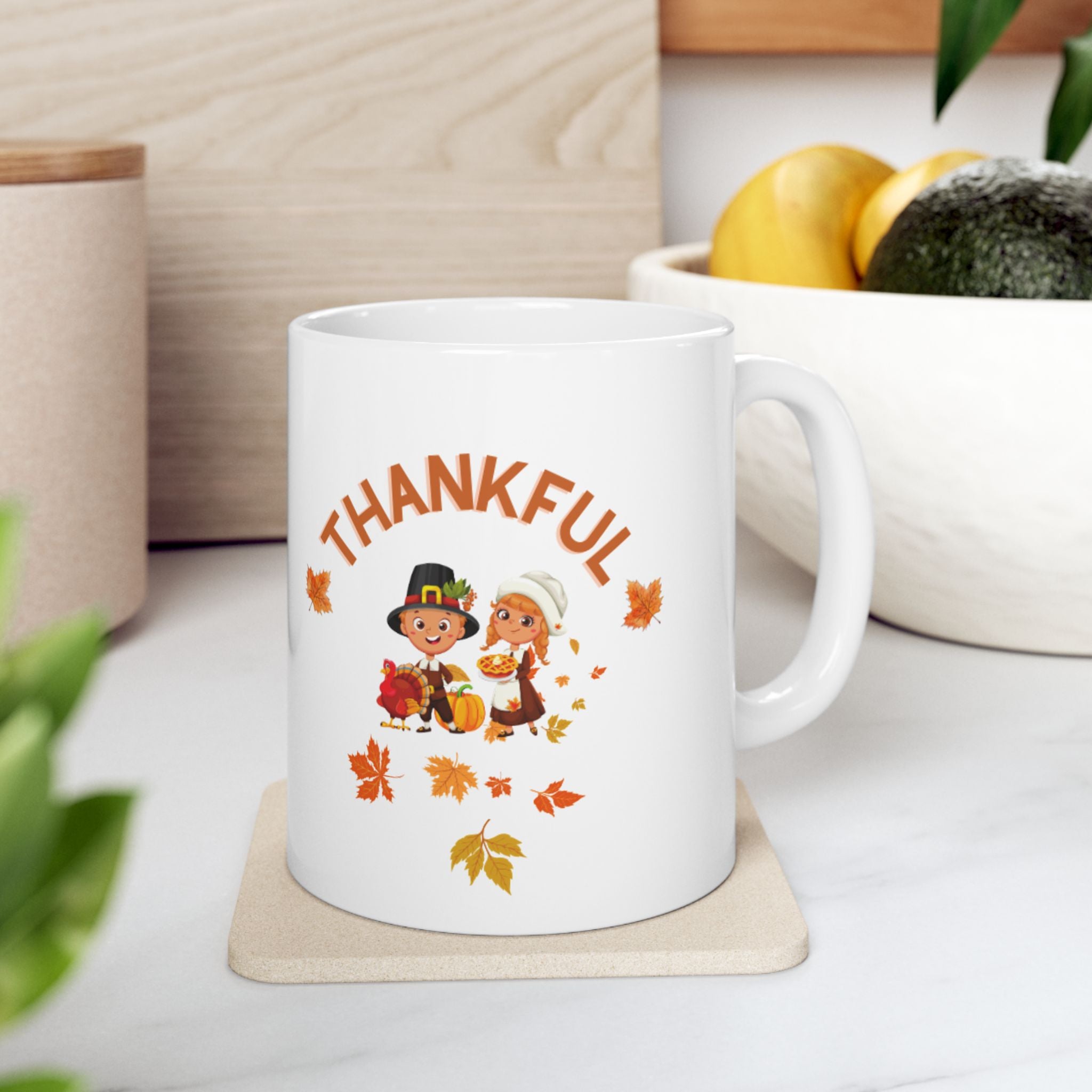 Pilgrims Turkey Day Ceramic Mug, (11oz, 15oz)