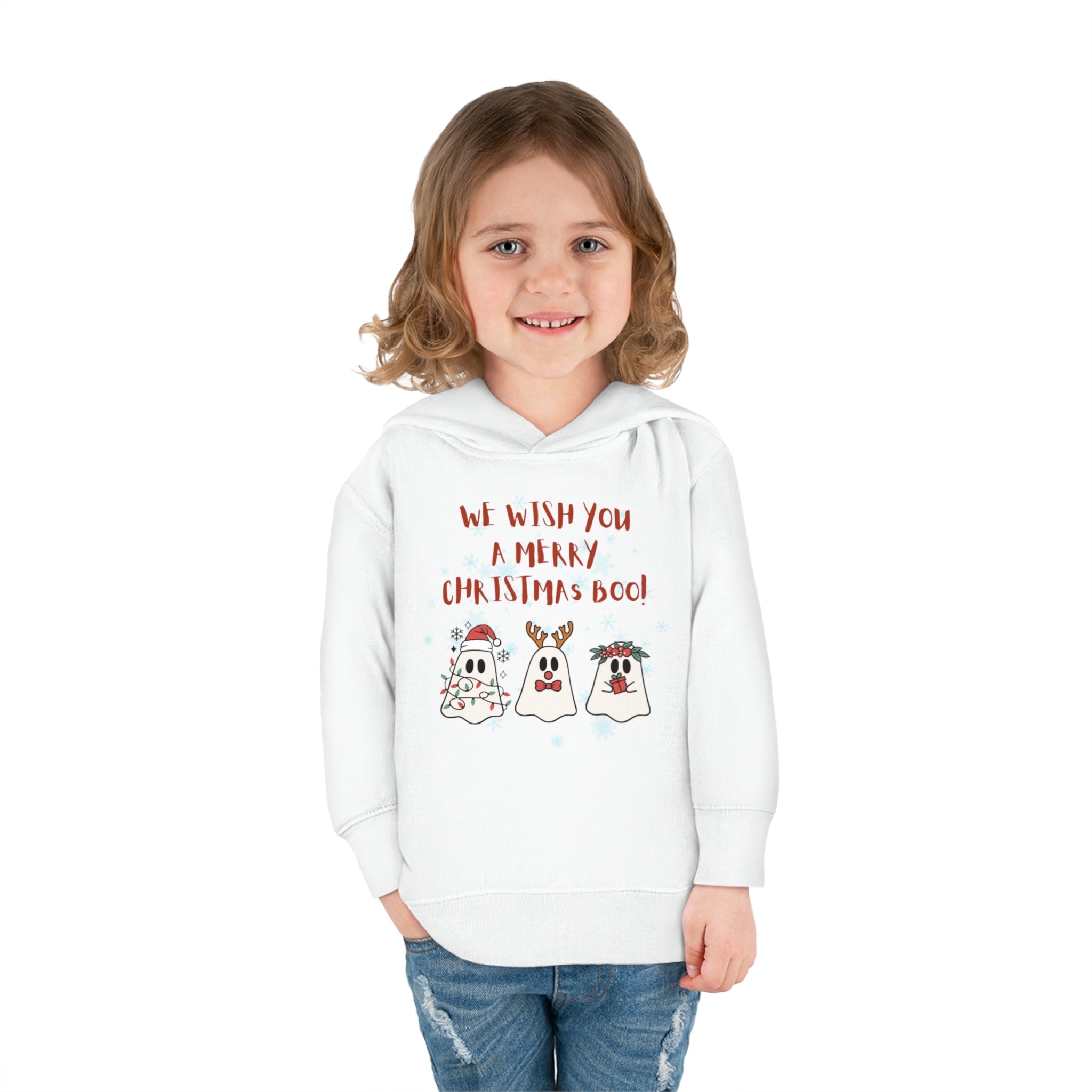 We Wish You A Merry Christmas Boo Toddler Pullover Fleece Hoodie