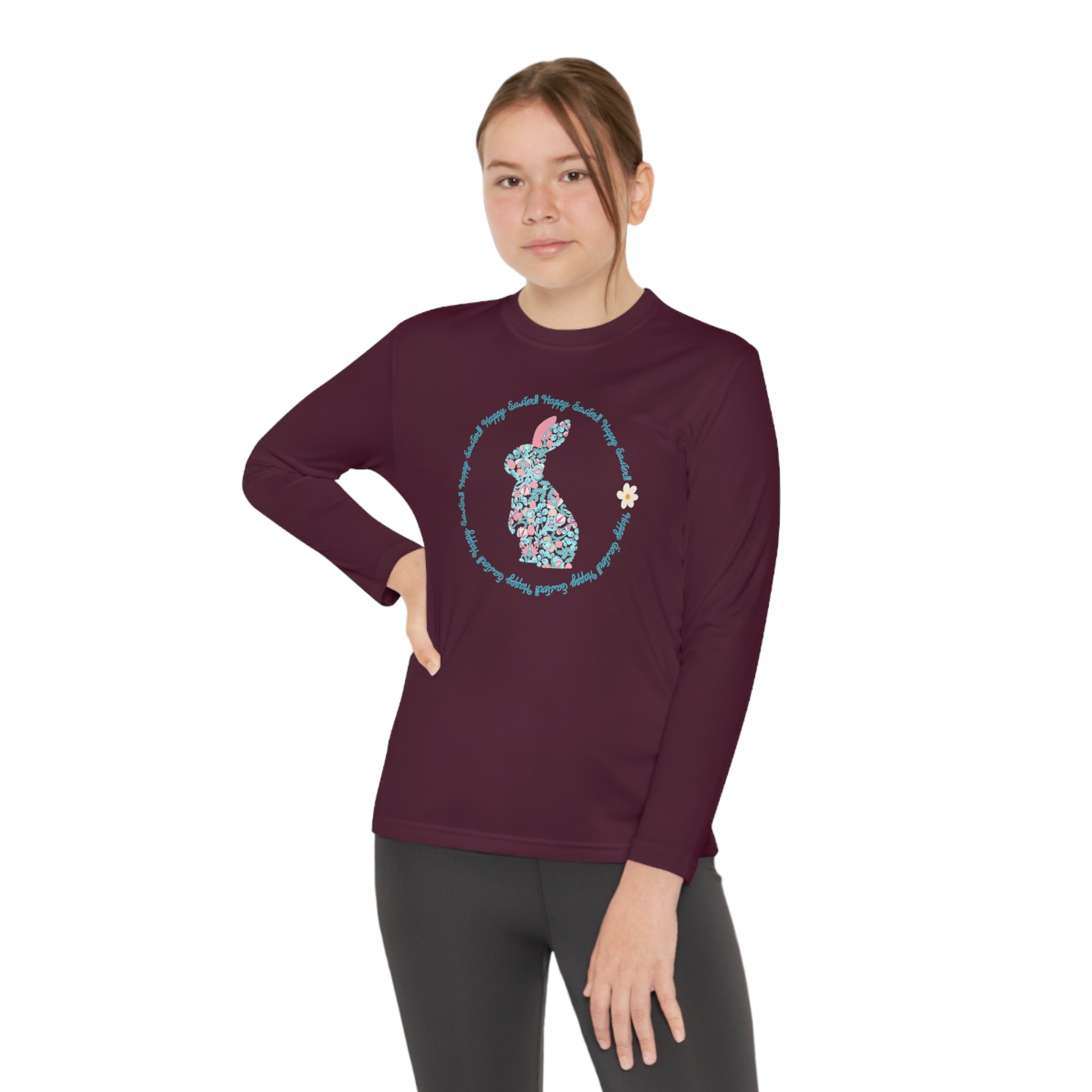 Happy Easter Rabbit Day Youth Long Sleeve Competitor Tee