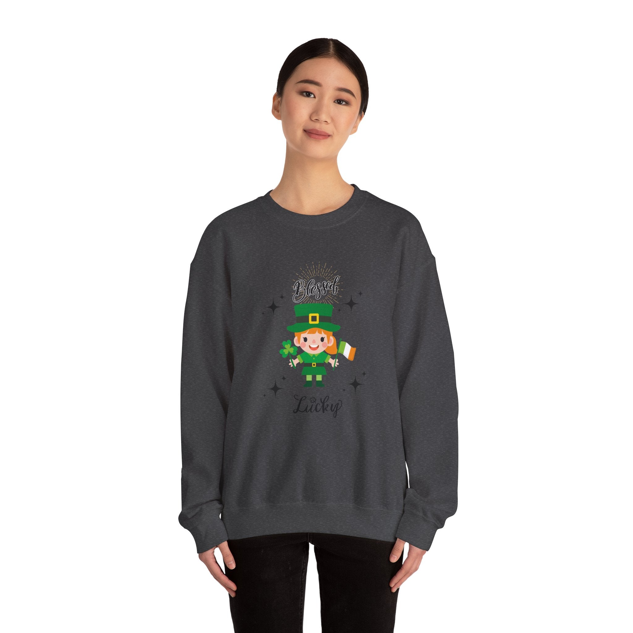 Blessed & Lucky Unisex Crewneck Sweatshirt for St. Patrick's Day
