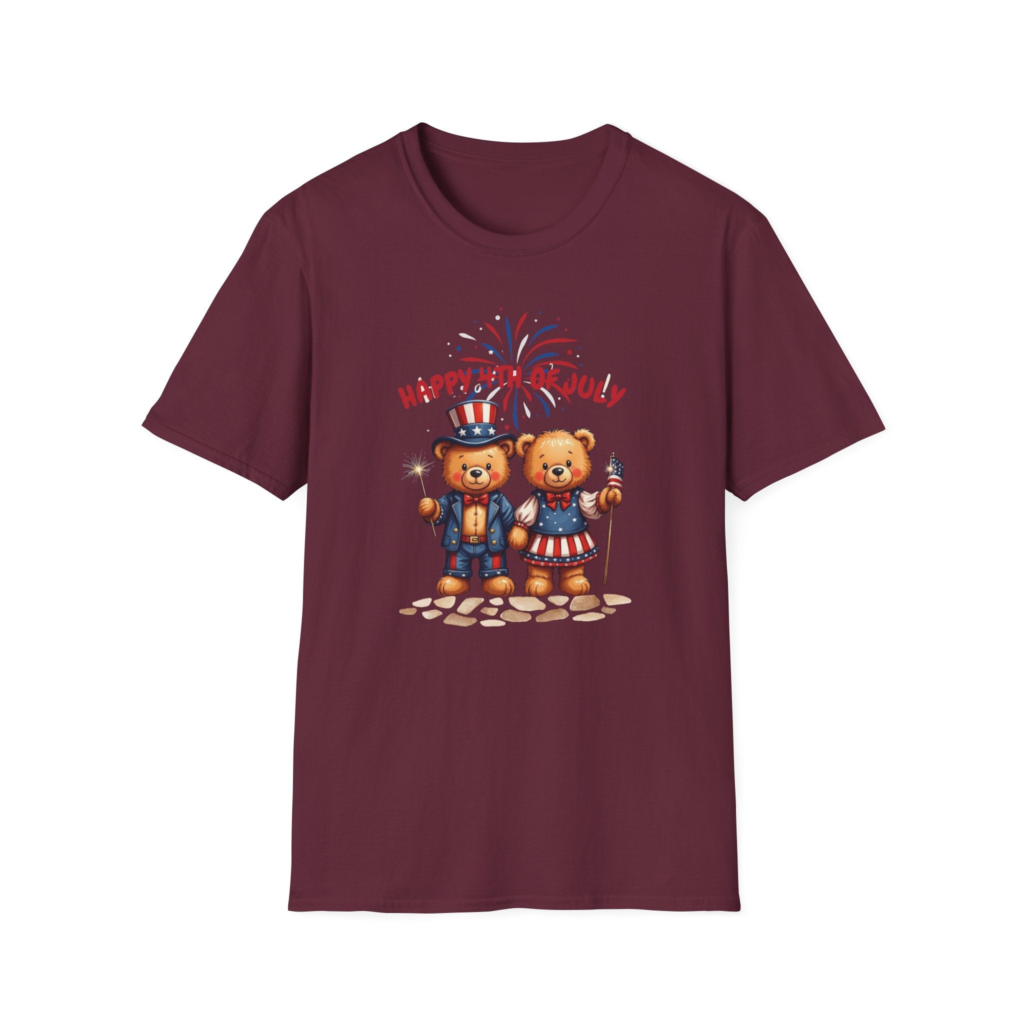 Happy 4th of July Teddy Bear Couple Unisex T-Shirt