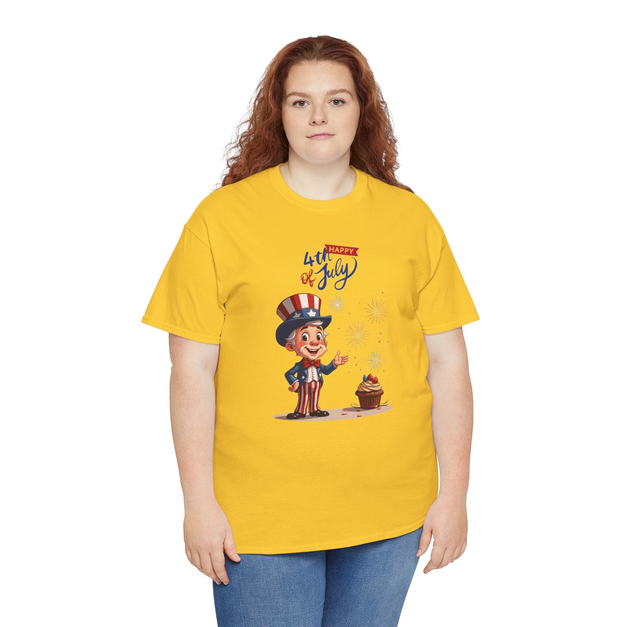 Uncle Sam Tee Happy of July, Unisex Heavy Cotton Shirt