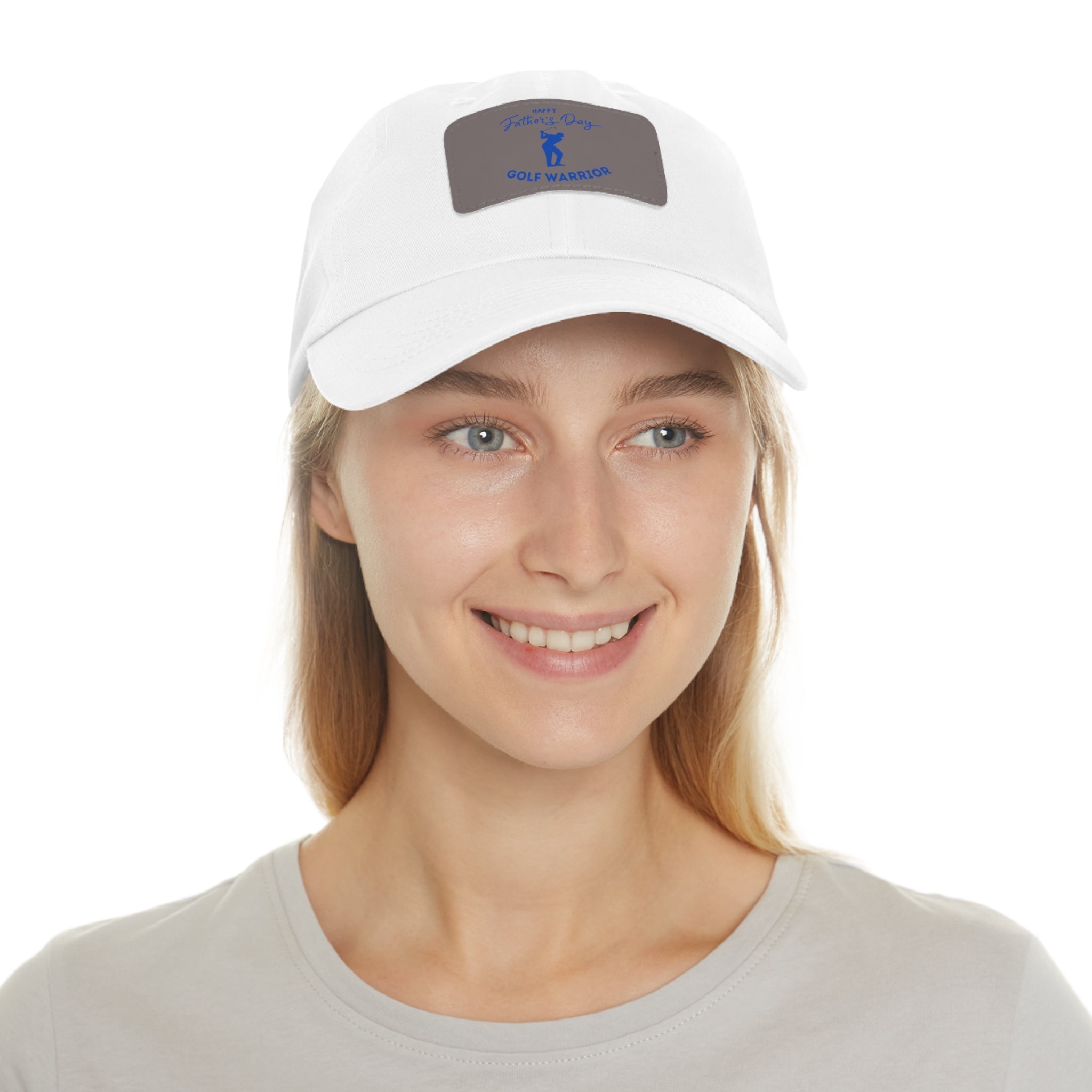 Happy Father's Day Golf Warrior Hat with Leather Patch (Rectangle)