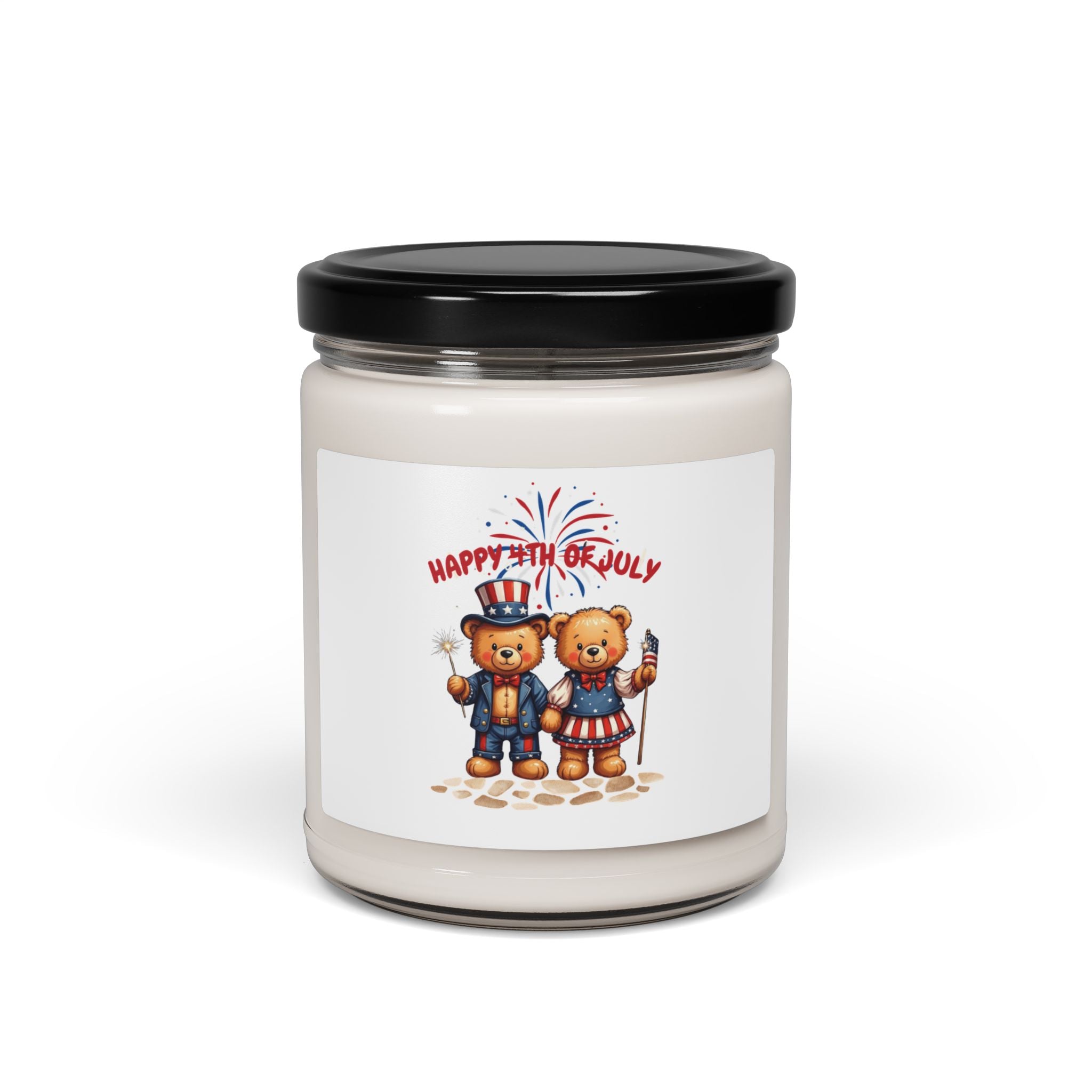 Happy 4th of July Teddy Bear Couple Scented Candle