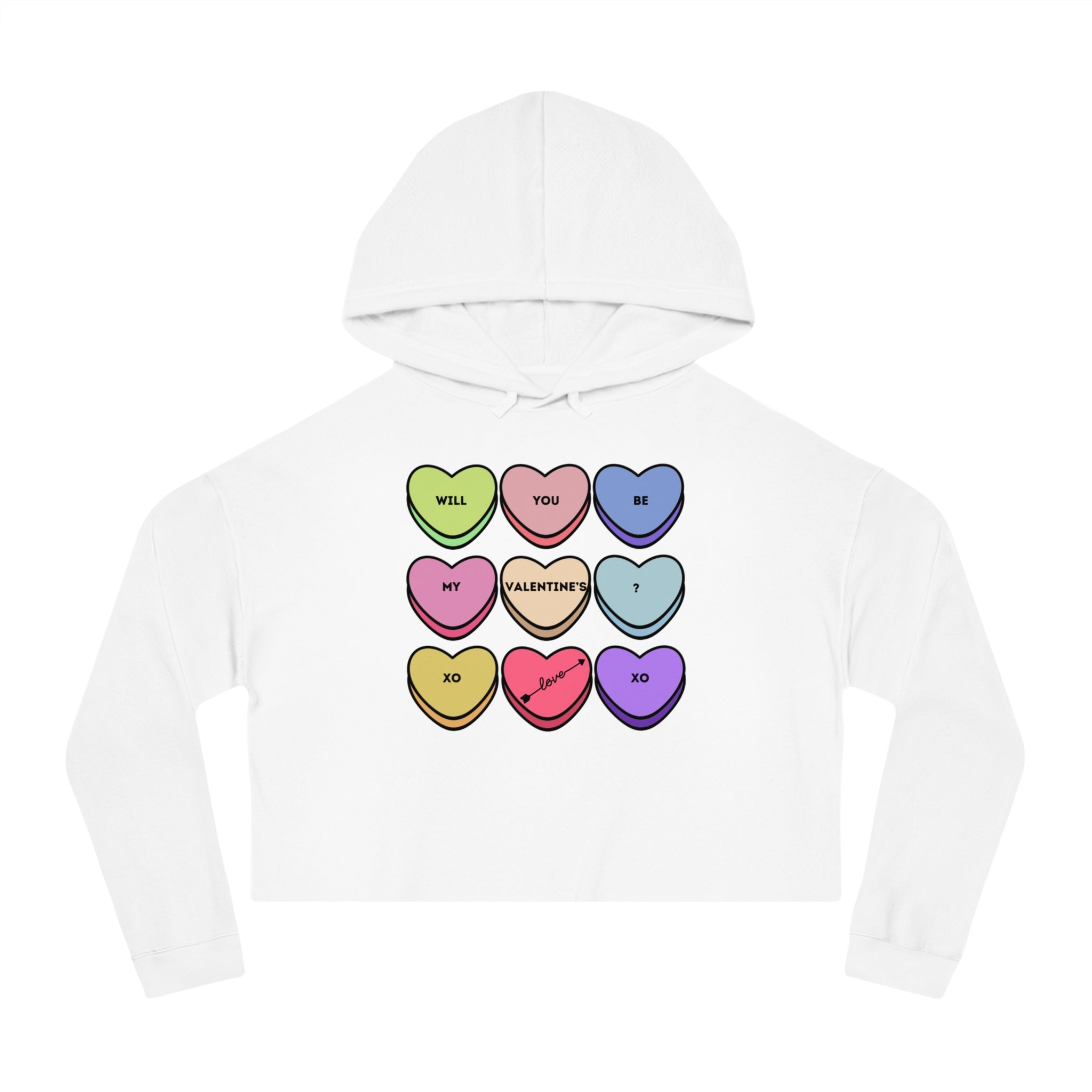 Will You Be My Valentine? Women’s Cropped Hooded Sweatshirt