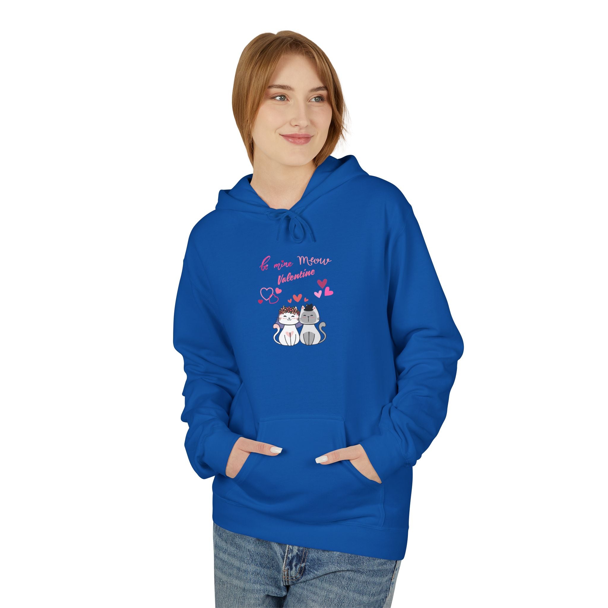 Meow Valentine's Day Unisex Midweight Softstyle Fleece Hoodie