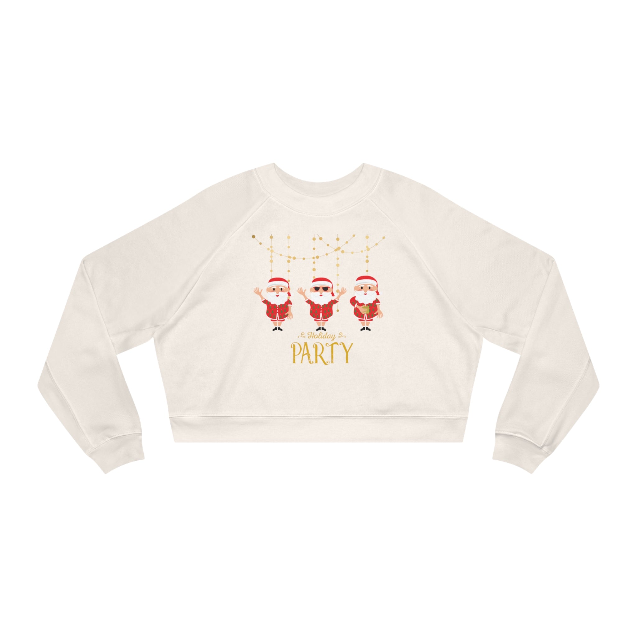 Santa's Holiday Party Women's Cropped Fleece Pullover