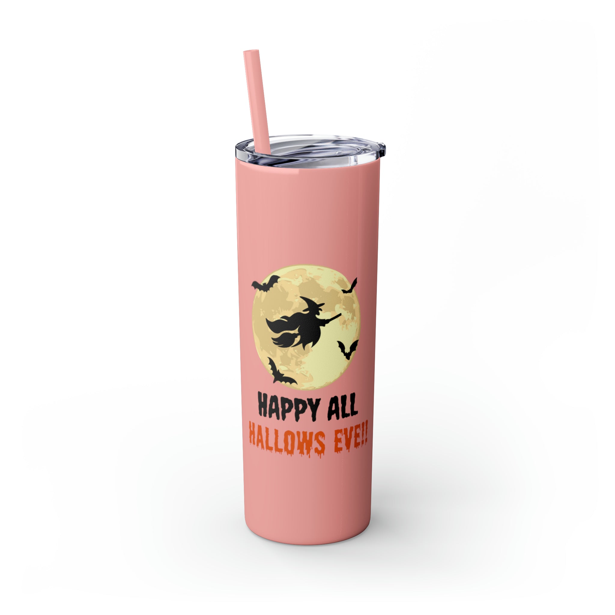 Happy All Hallows Eve Skinny Tumbler with Straw, 20oz