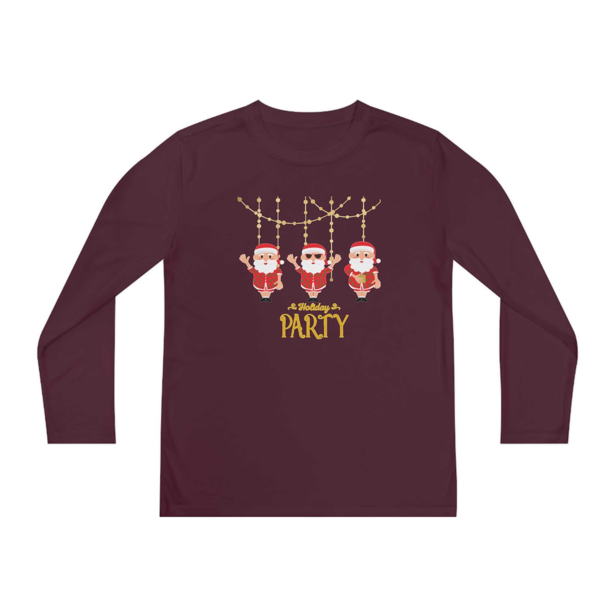 Santa's Holiday Party Youth Long Sleeve Competitor Tee