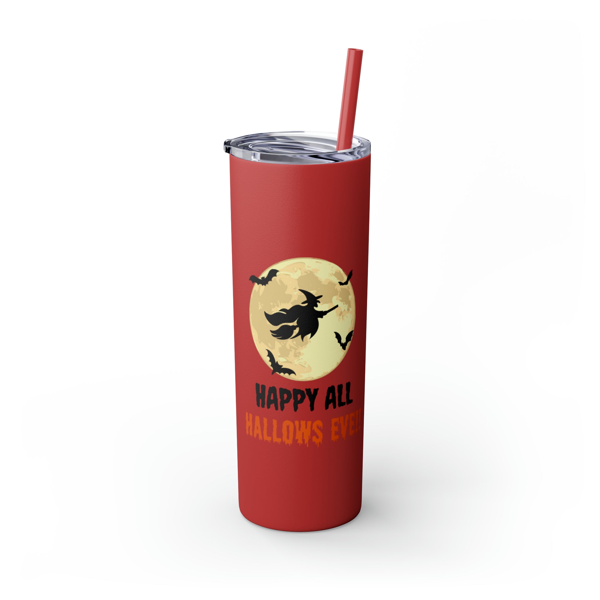 Happy All Hallows Eve Skinny Tumbler with Straw, 20oz