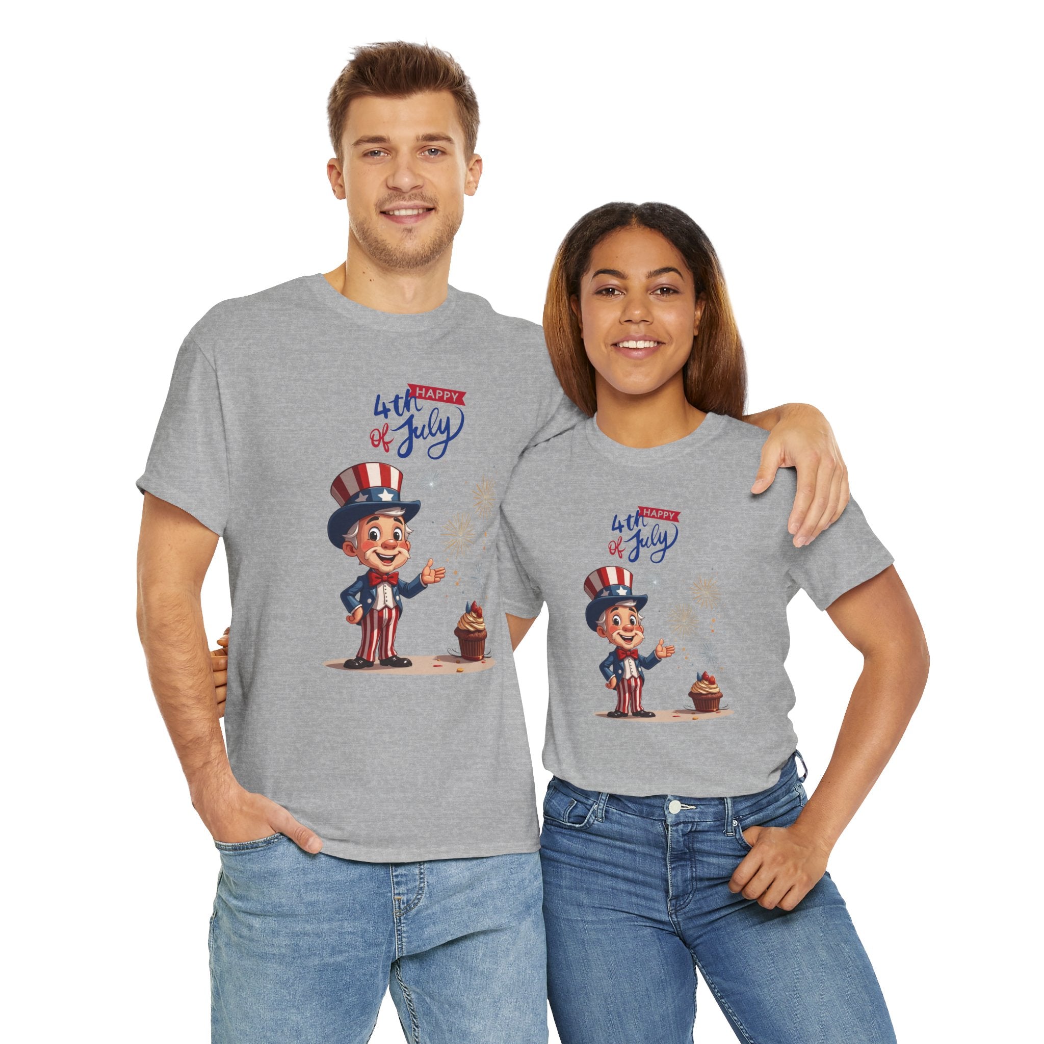 Uncle Sam Tee Happy of July, Unisex Heavy Cotton Shirt