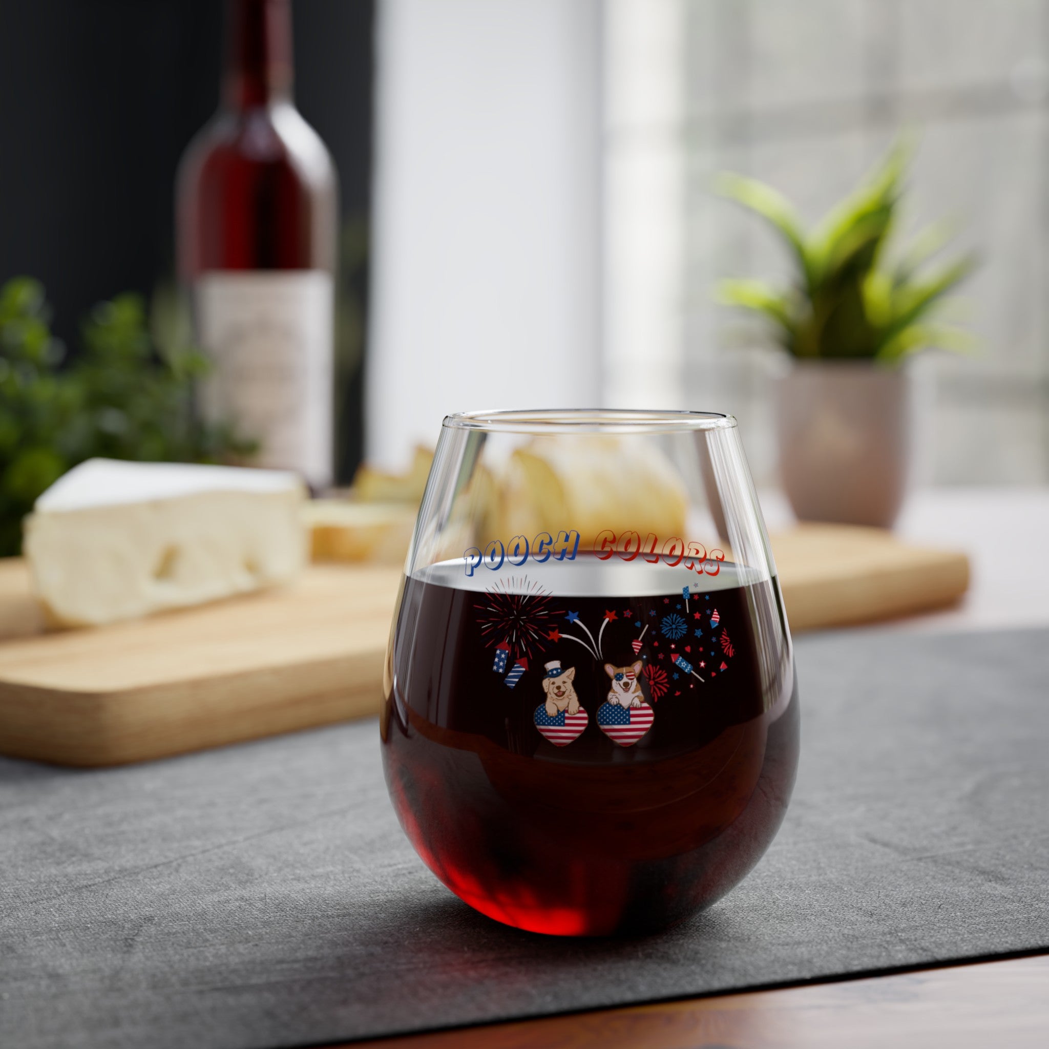 Pooch Colors Stemless Wine Glass, 11.75oz