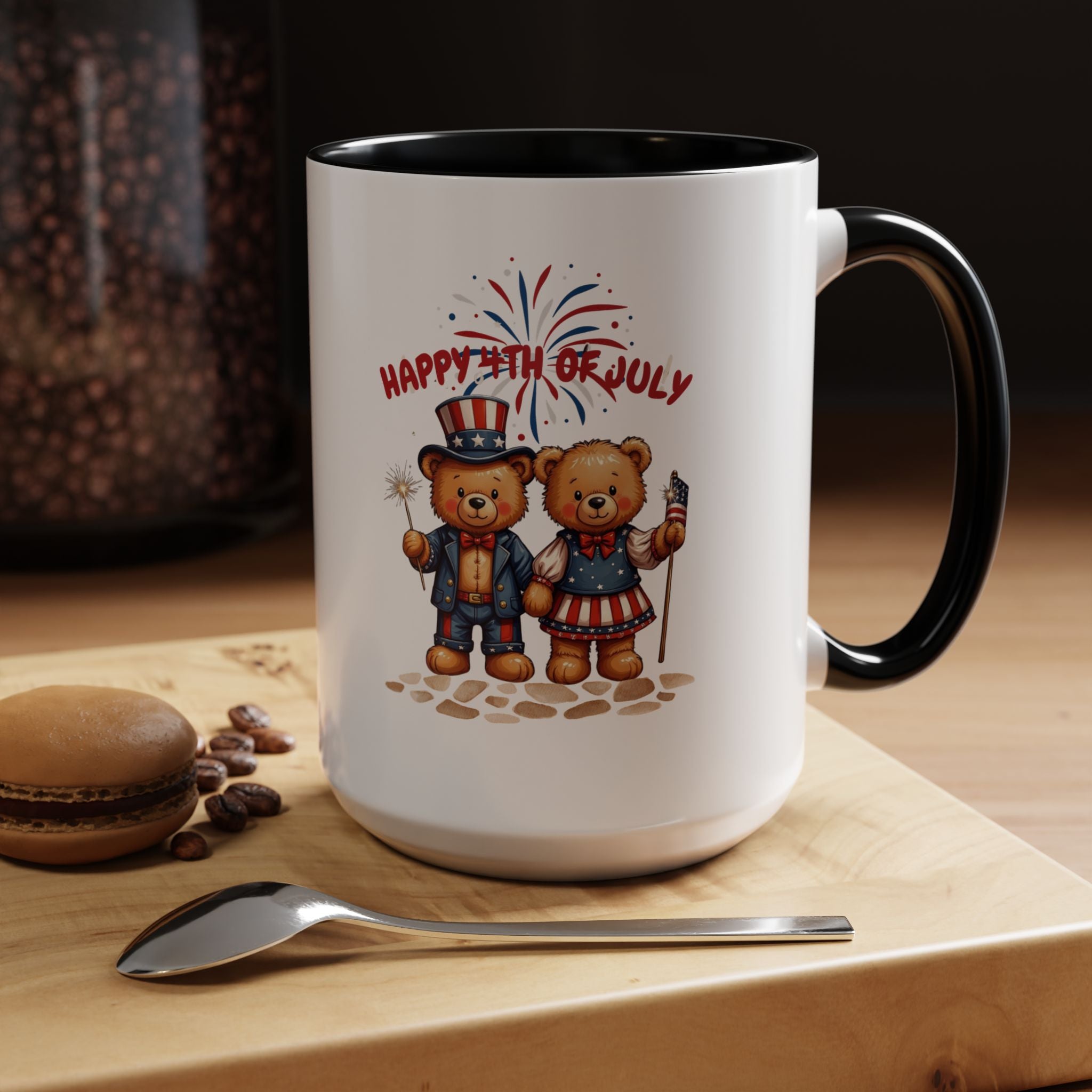 Happy 4th of July Teddy Bear Couple Coffee Mug