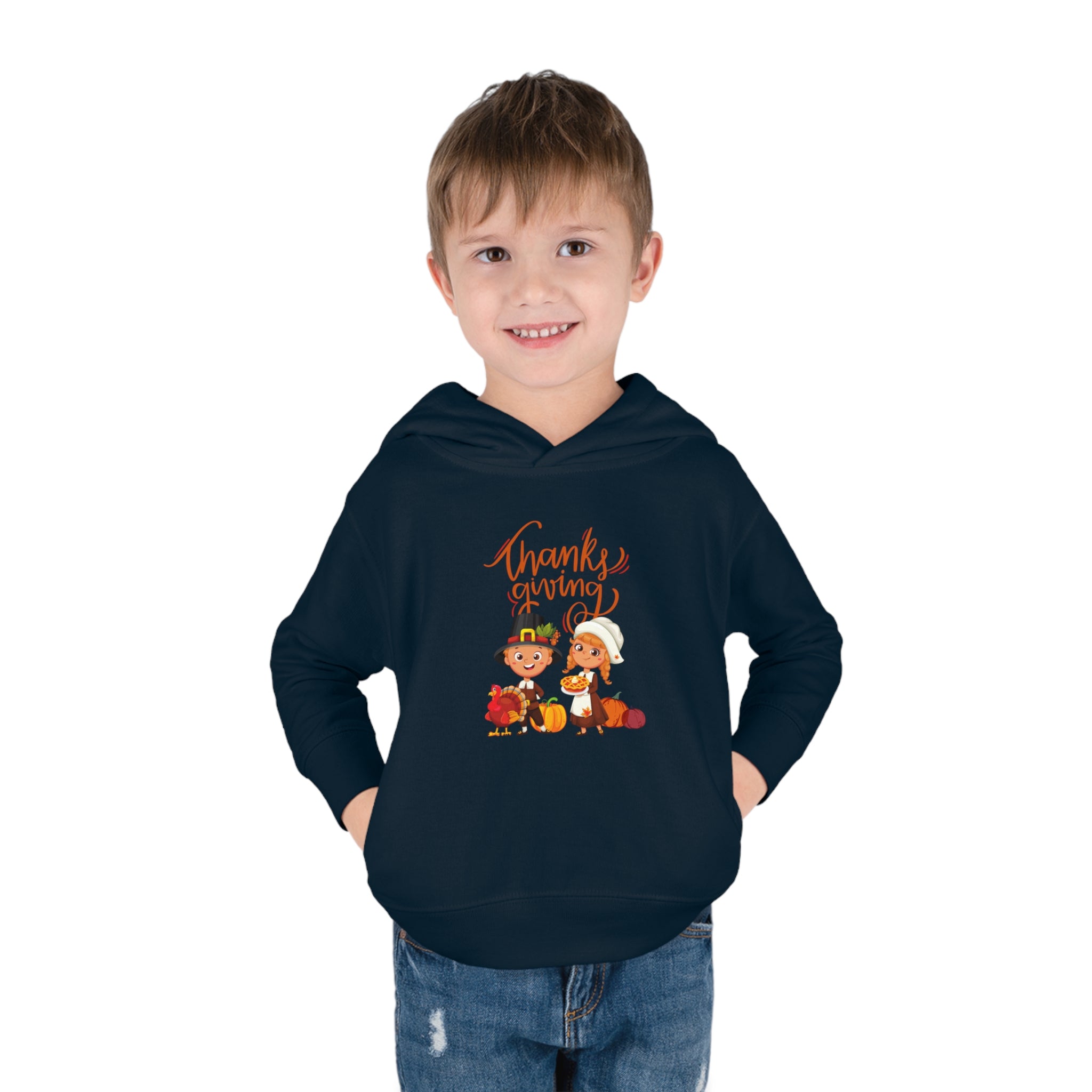 Happy Thanksgiving Toddler Pullover Fleece Hoodie