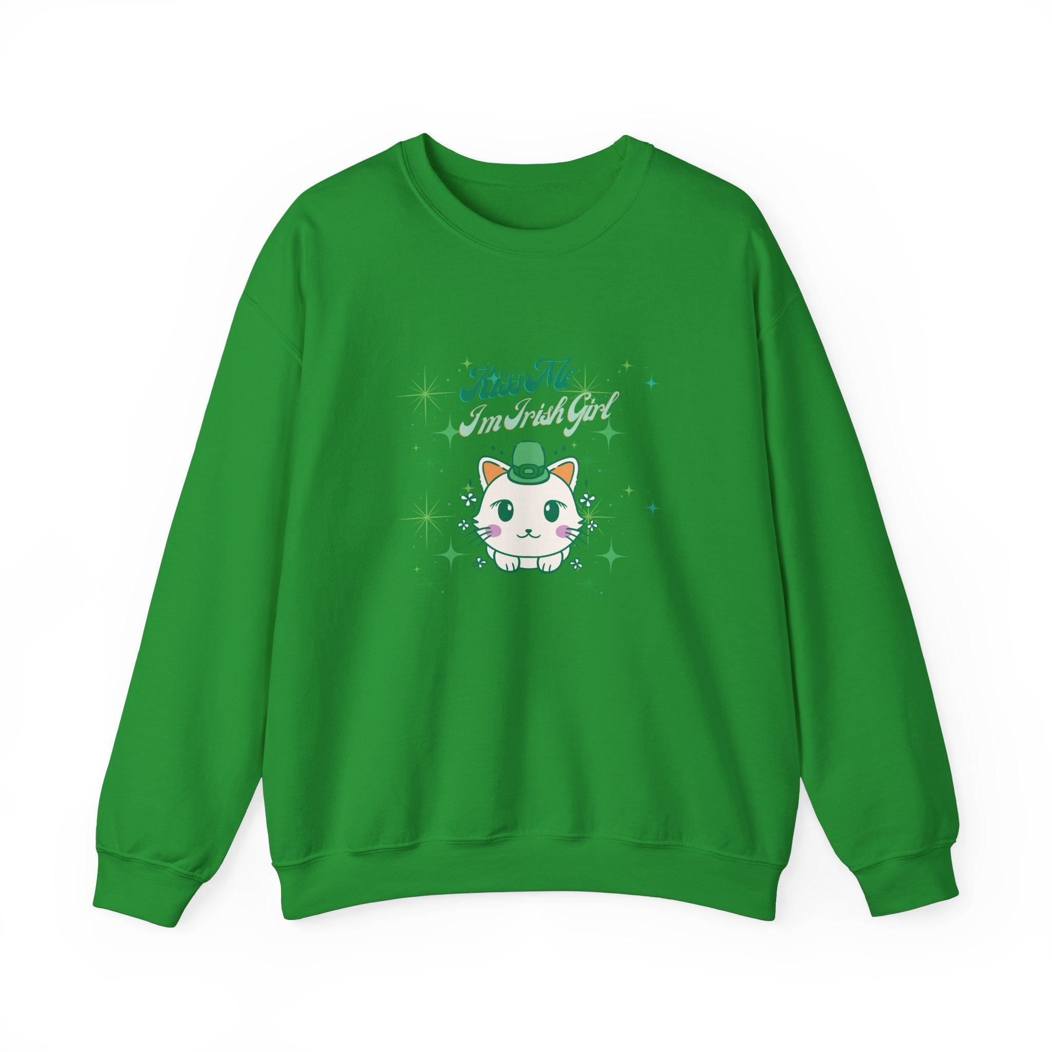 Kiss Me I'm Irish Cat Crewneck Sweatshirt - Unisex Heavy Blend™