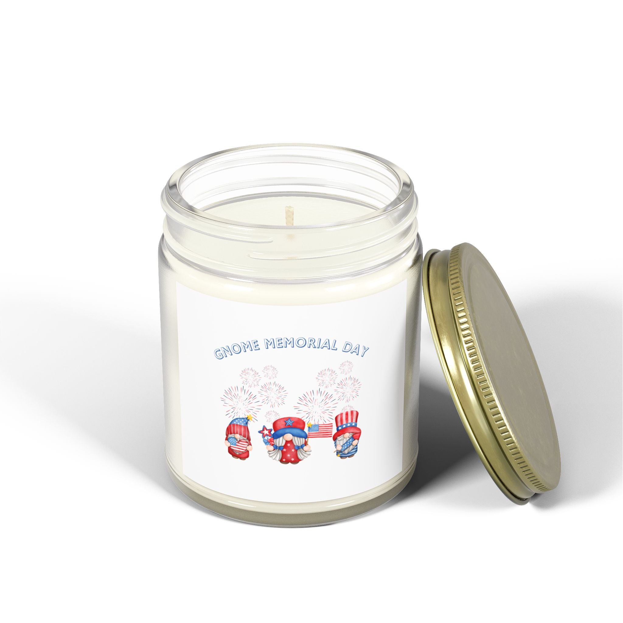 Gnome Memorial Day Scented Candle, Coconut Apricot Wax