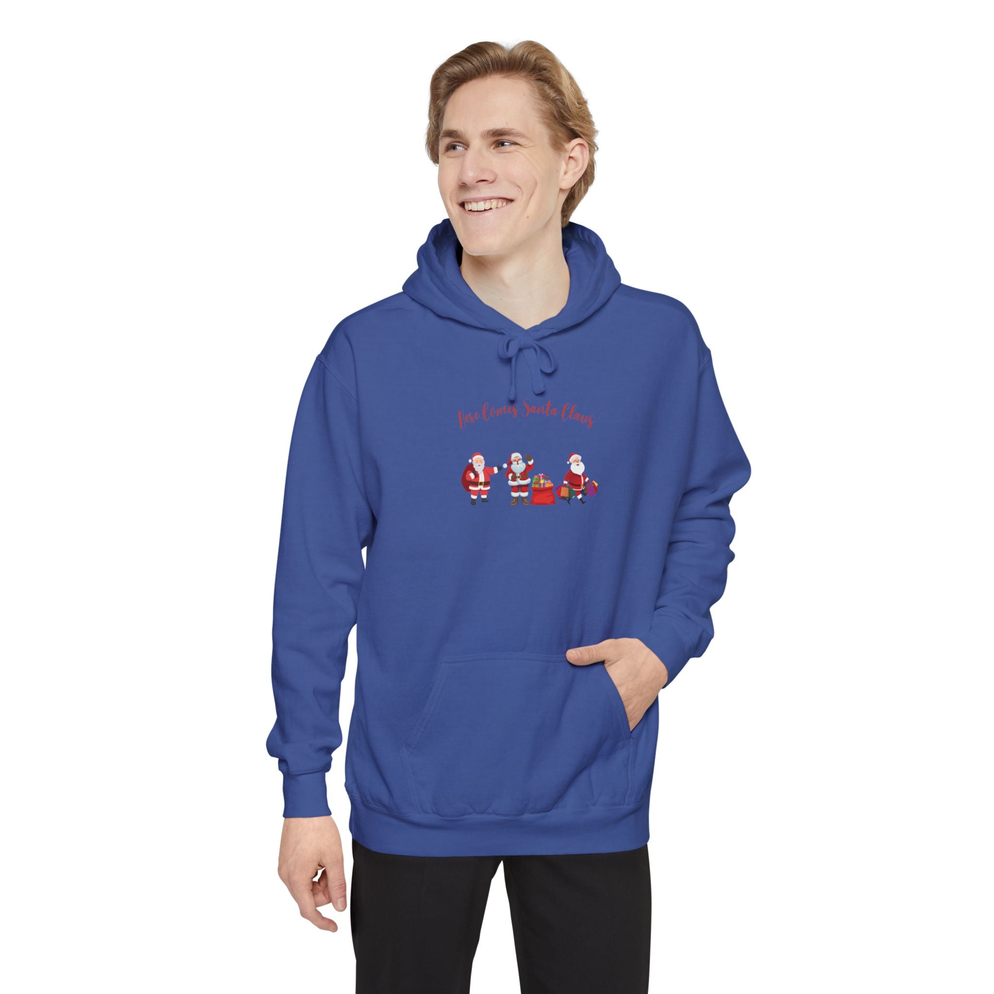 Here Comes Santa Claus Unisex Garment-Dyed Hoodie
