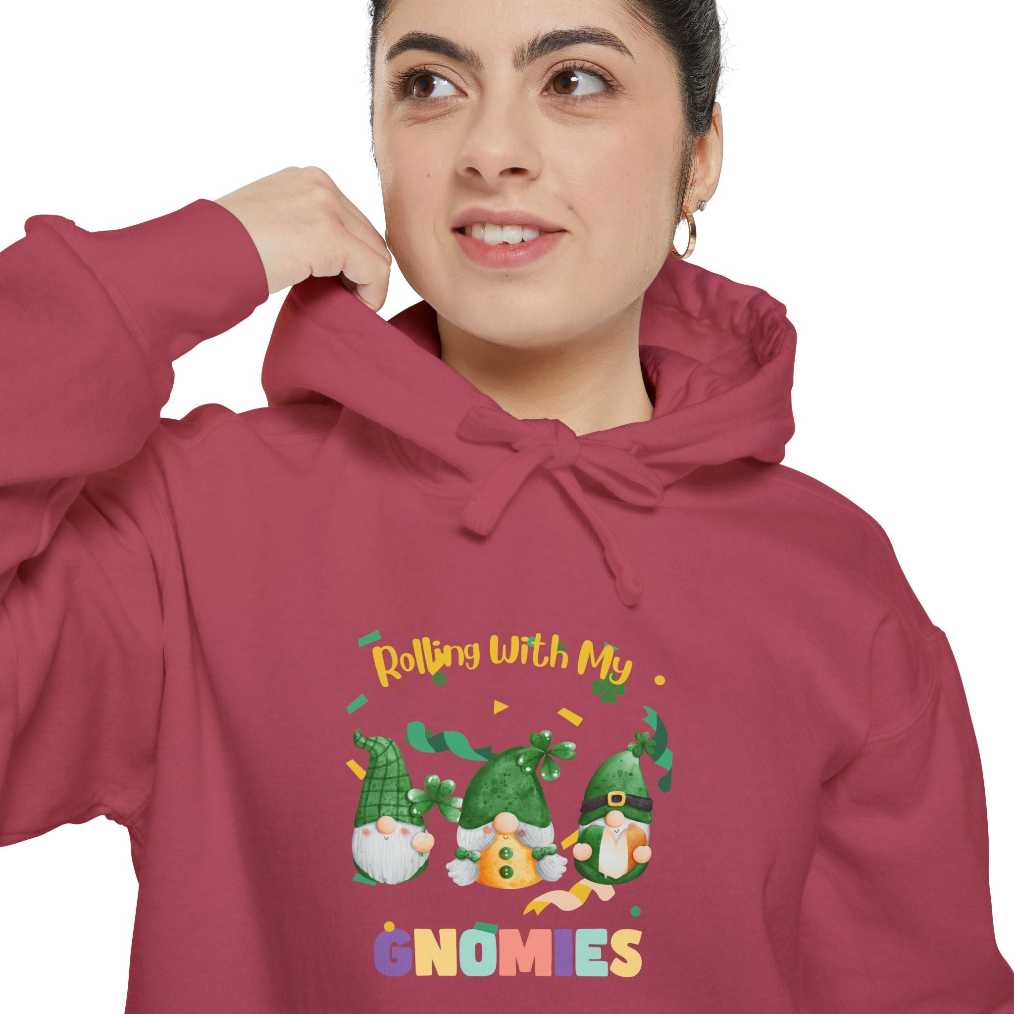 Rolling With My Gnomies Unisex Garment-Dyed Hoodie