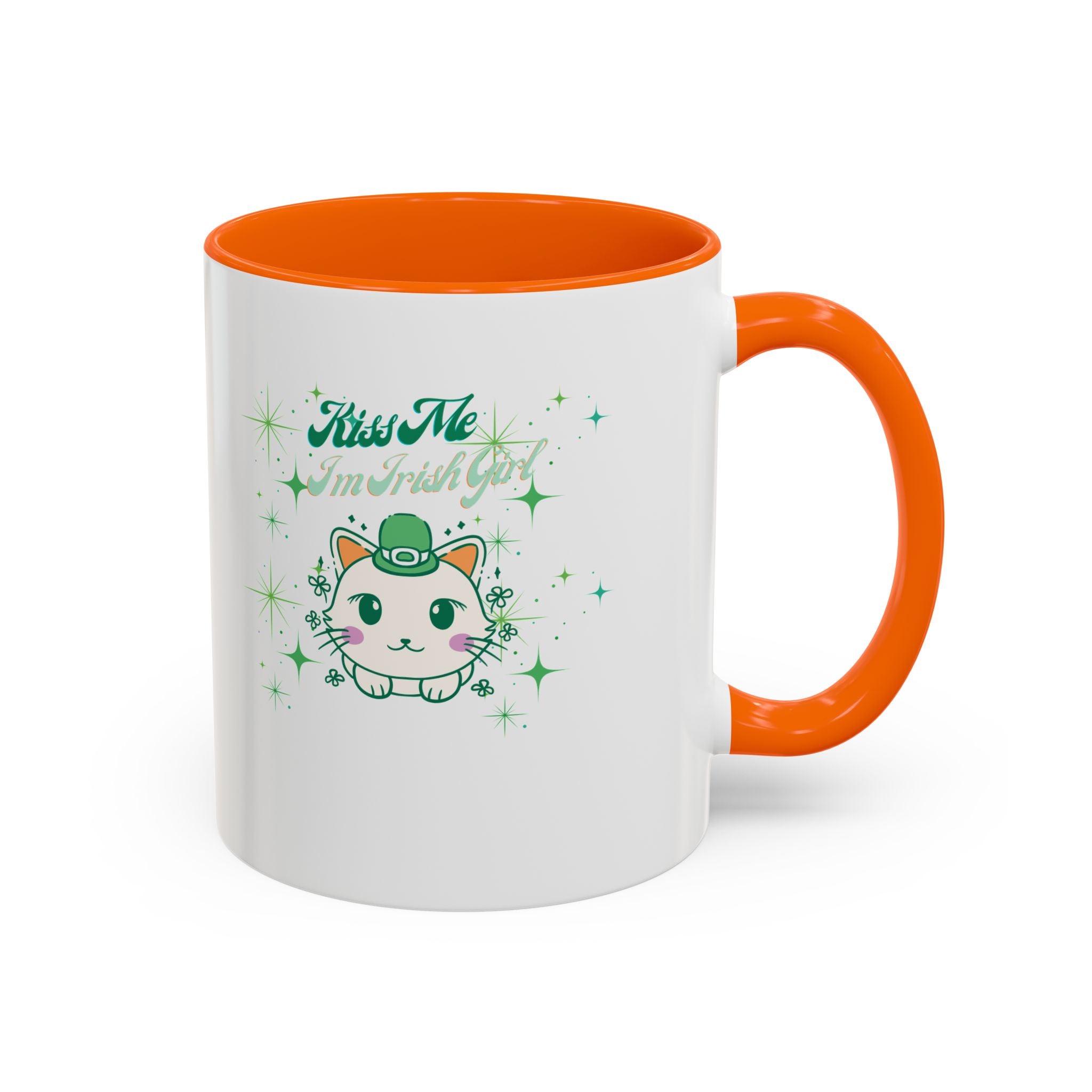 Kiss Me I'm Irish Cat  Accent Mug