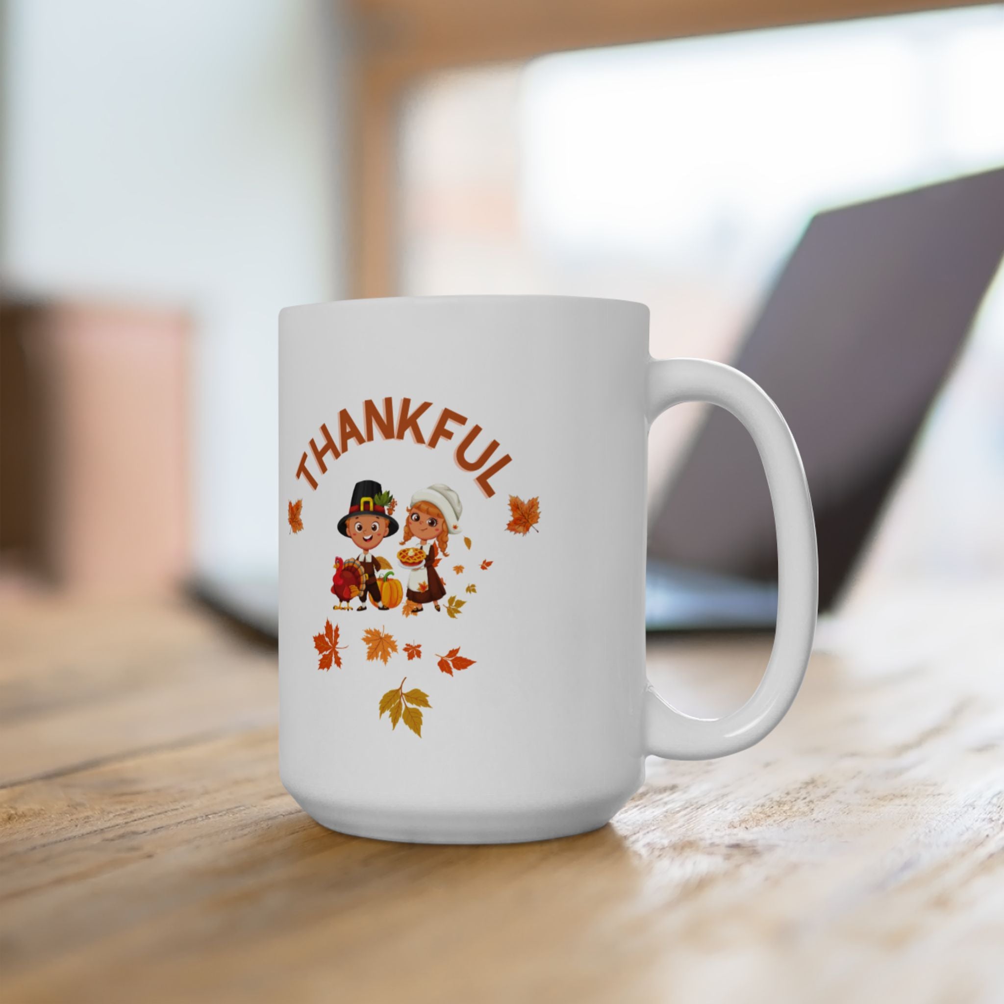 Pilgrims Turkey Day Ceramic Mug, (11oz, 15oz)