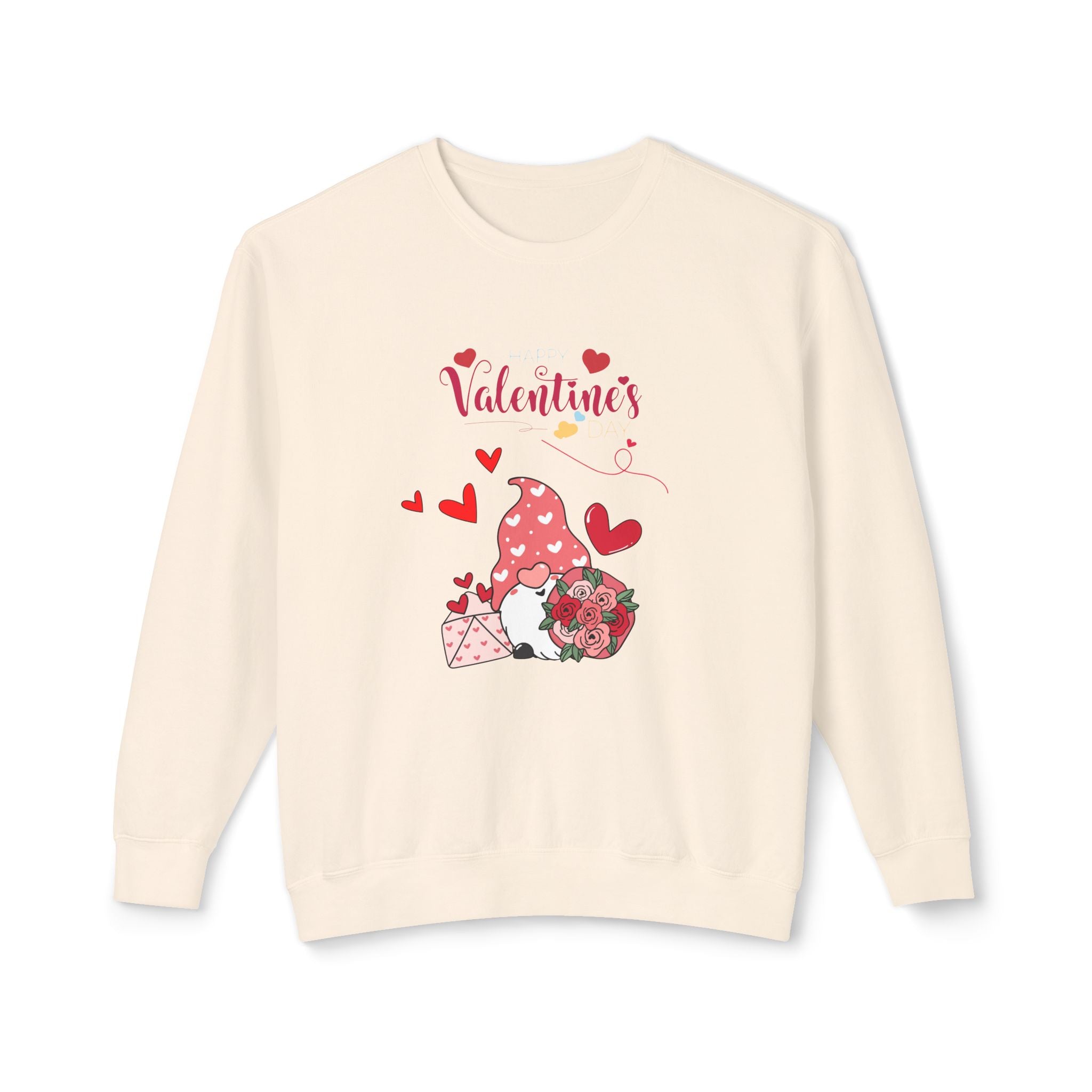 Gnome Valentine's Day Unisex Lightweight Crewneck Sweatshirt