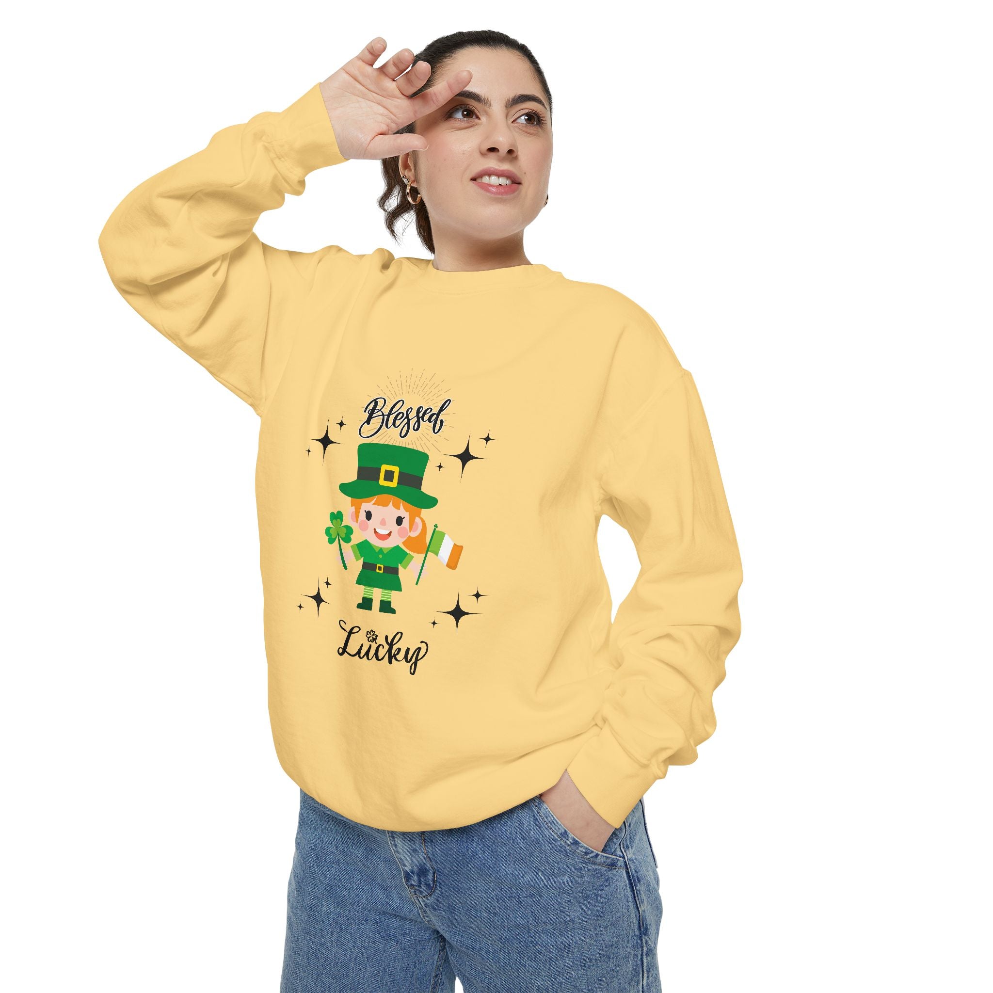 Blessed & Lucky Unisex Garment-Dyed Sweatshirt